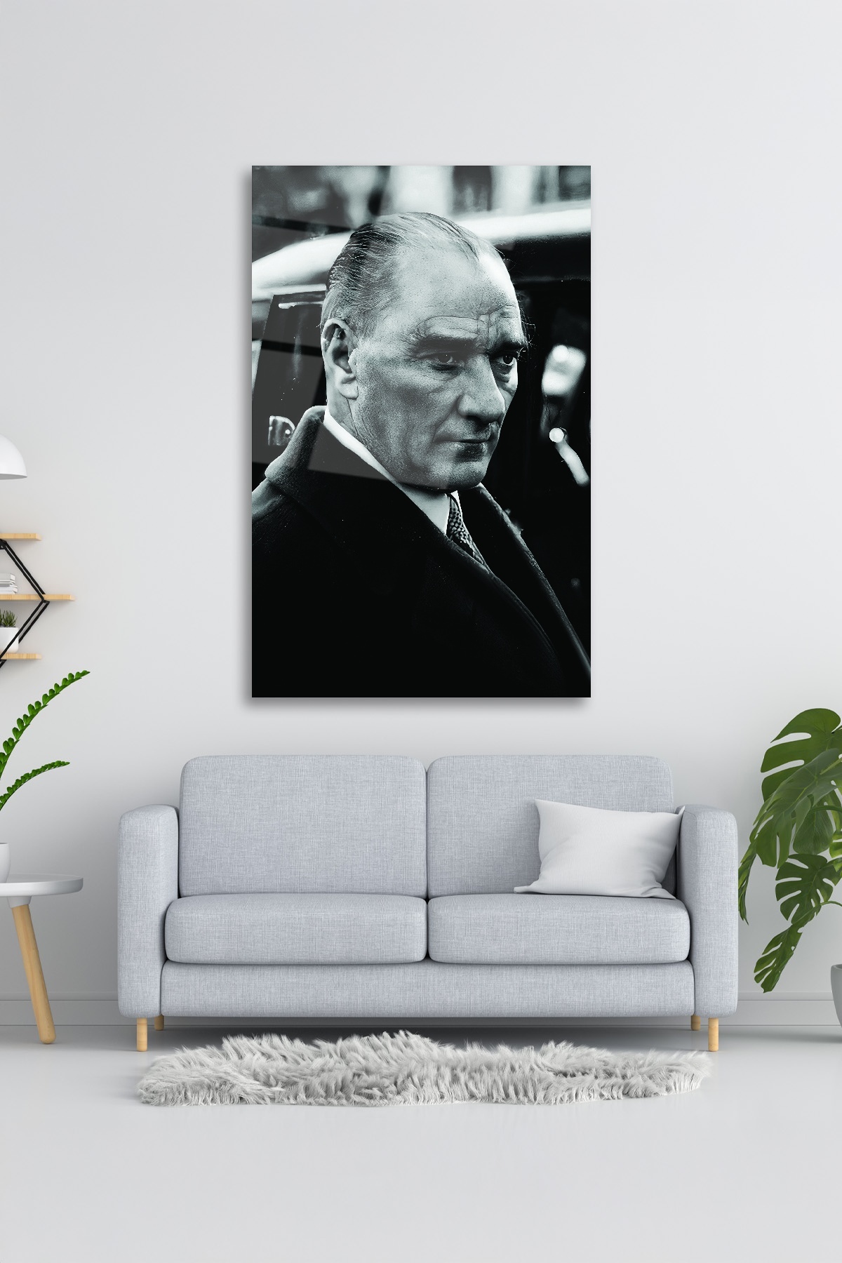 SİYAH BEYAZ ATATÜRK CAM TABLO-1 görsel 3