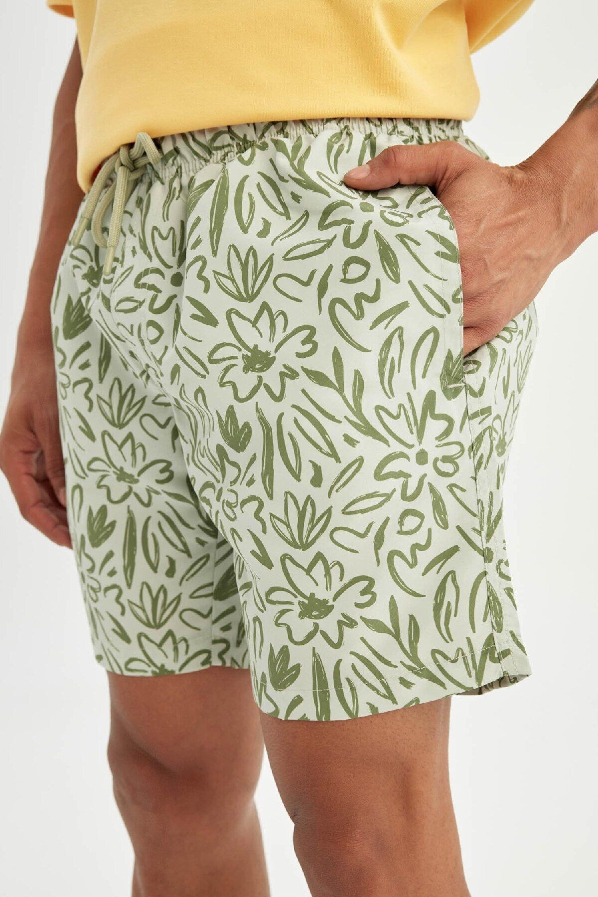 DeFacto-Regular Fit Patterned Mesh Lined Short Length Swim Shorts B7547Ax24Hs 5