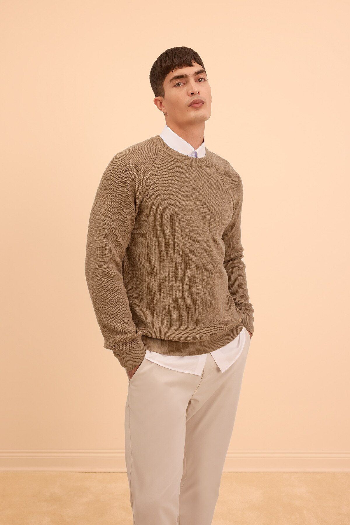 DeFacto-Standard-Passform, normaler Schnitt, Rundhalsausschnitt, Basic, einfarbig, Strickpullover A8458ax24sp 3