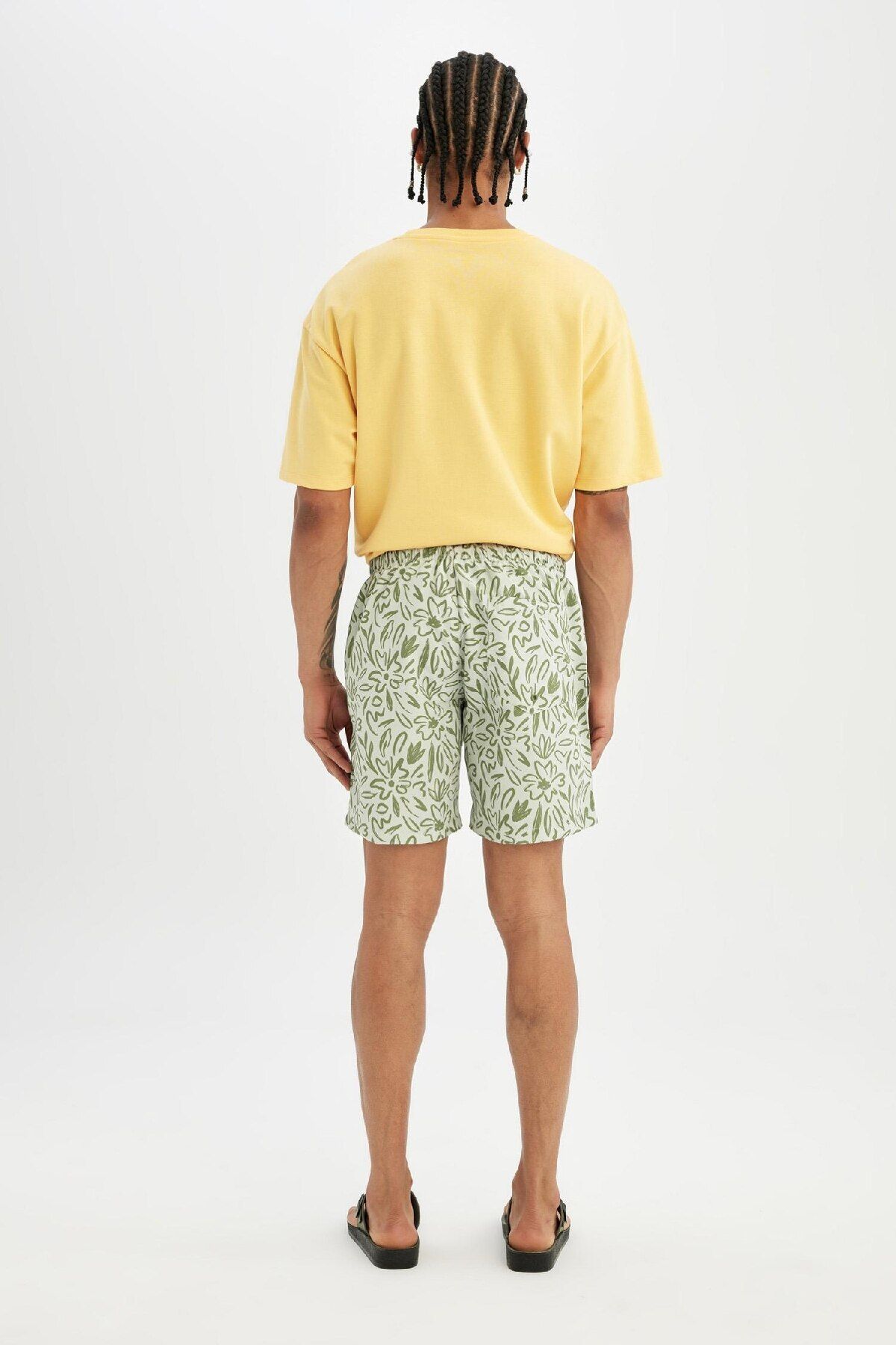 DeFacto-Regular Fit Patterned Mesh Lined Short Length Swim Shorts B7547Ax24Hs 6