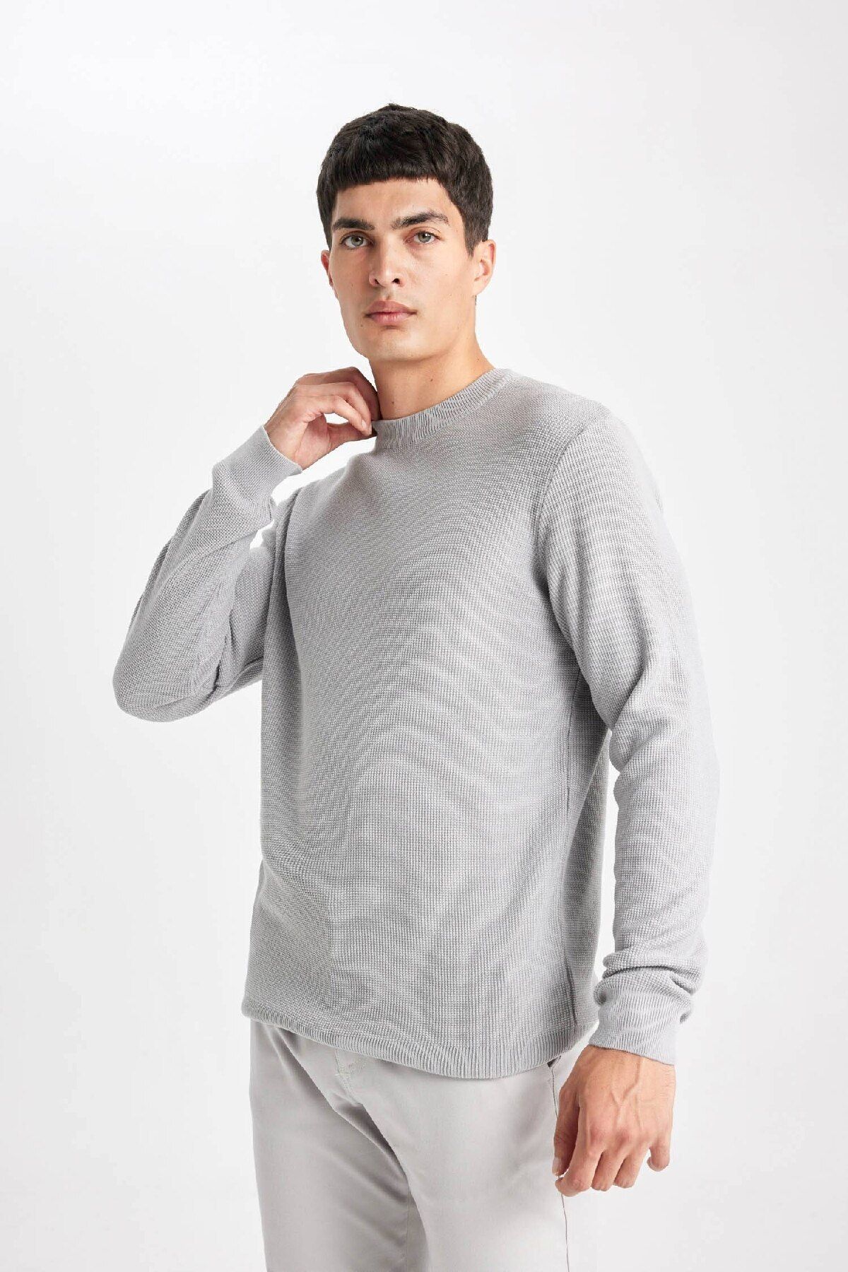 DeFacto-Standard-Passform, normaler Schnitt, Rundhalsausschnitt, Basic, einfarbig, Strickpullover B7763ax24sp 4