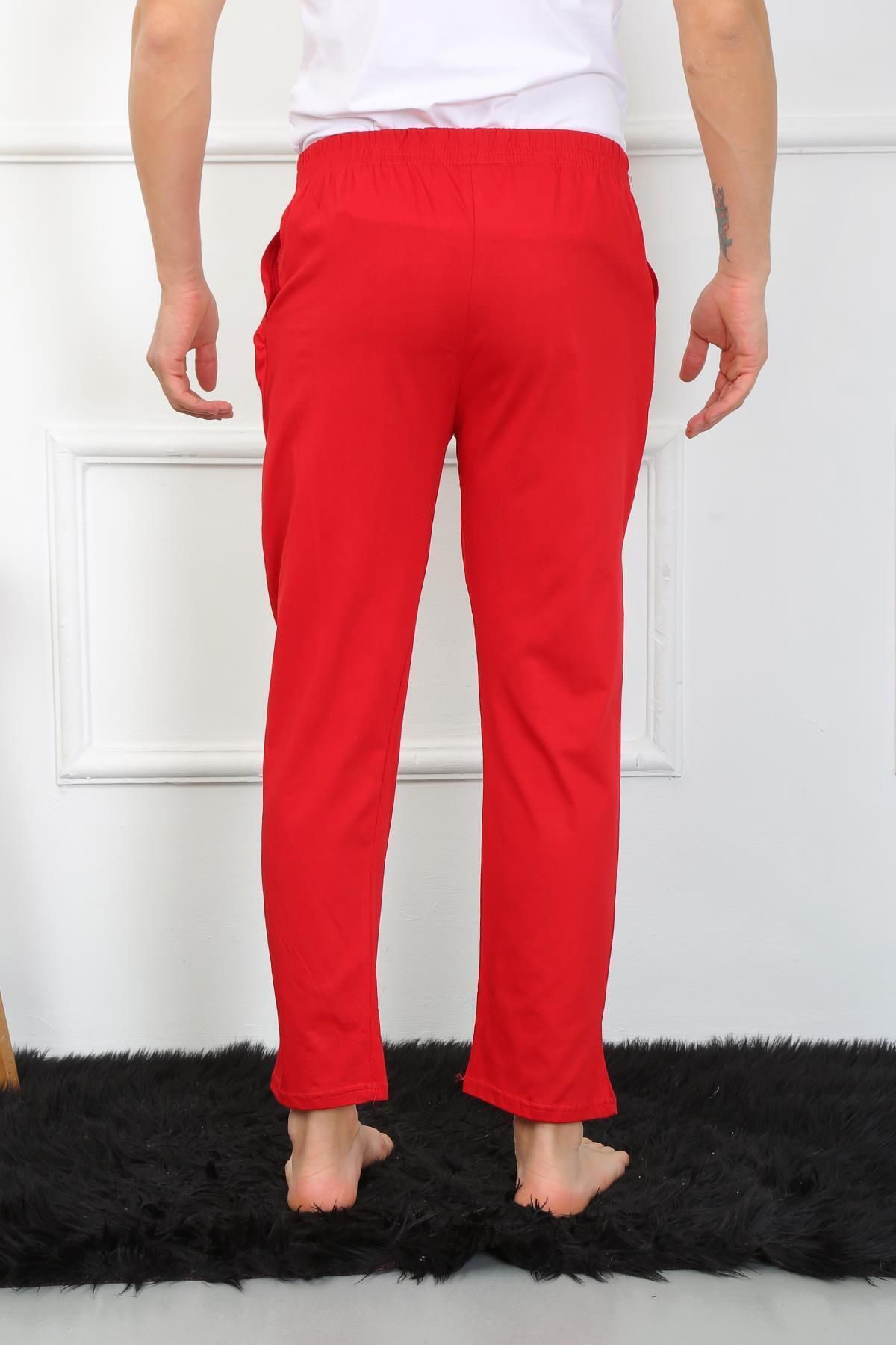 modaserdem-Mdsrdm Men's Single Bottom Pajamas-Red-100% Cotton 5