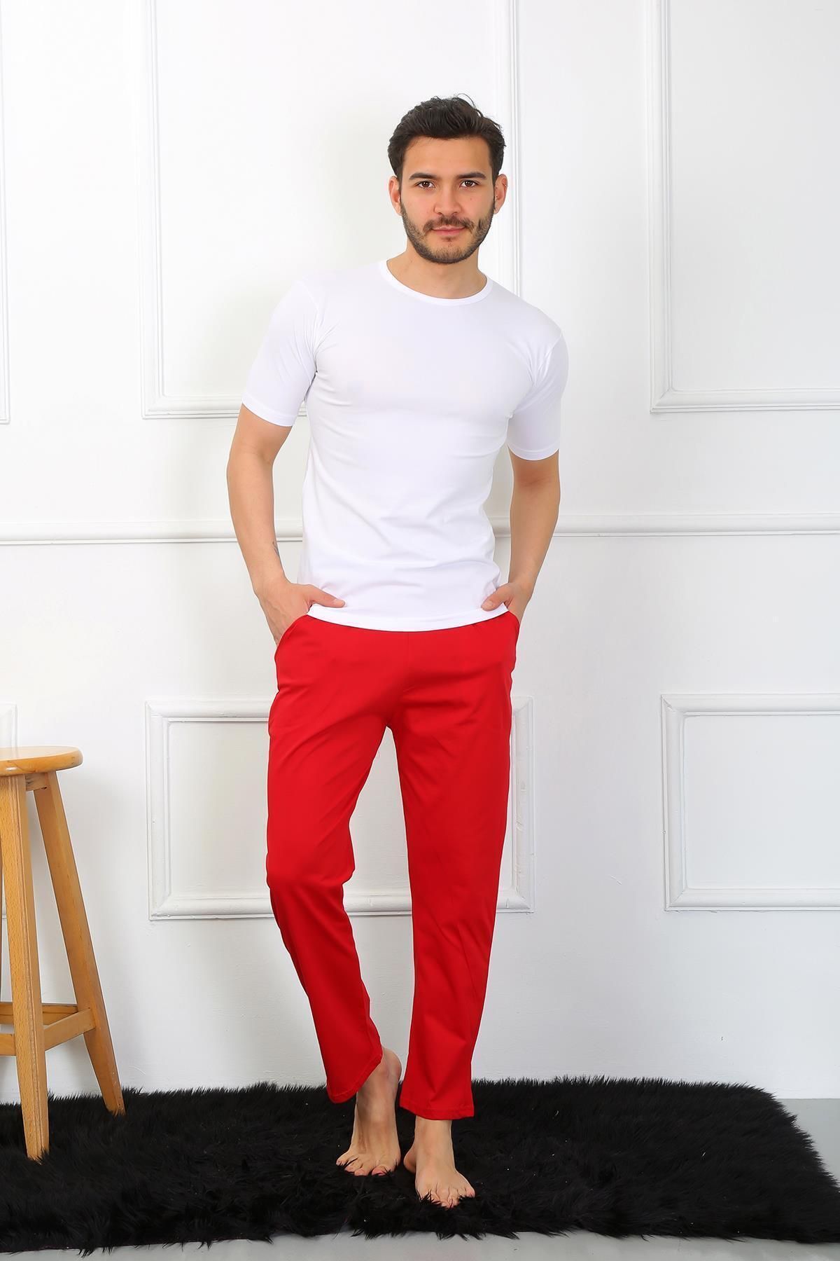 modaserdem-Mdsrdm Men's Single Bottom Pajamas-Red-100% Cotton 2