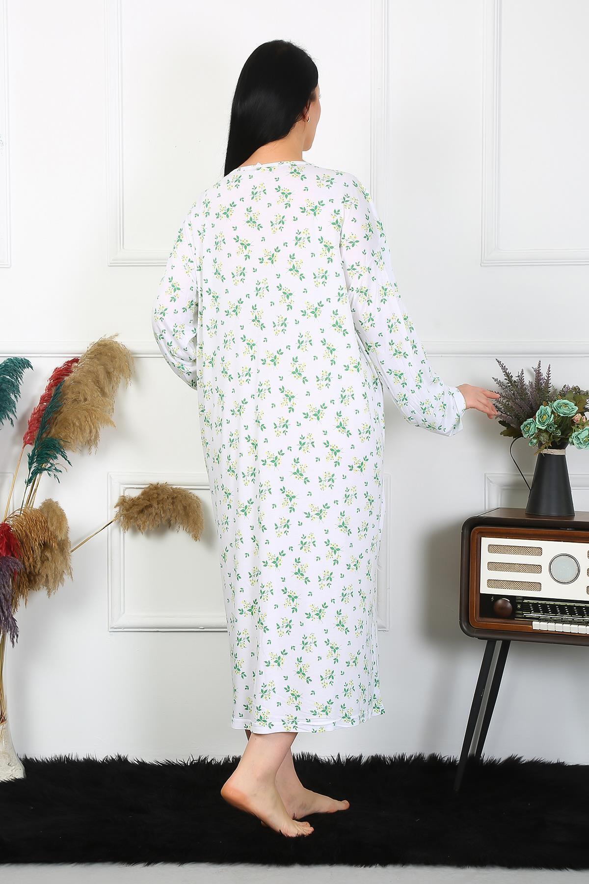 modaserdem-Women's Long Sleeve Plus Size Mother Nightgown-100% Cotton 6