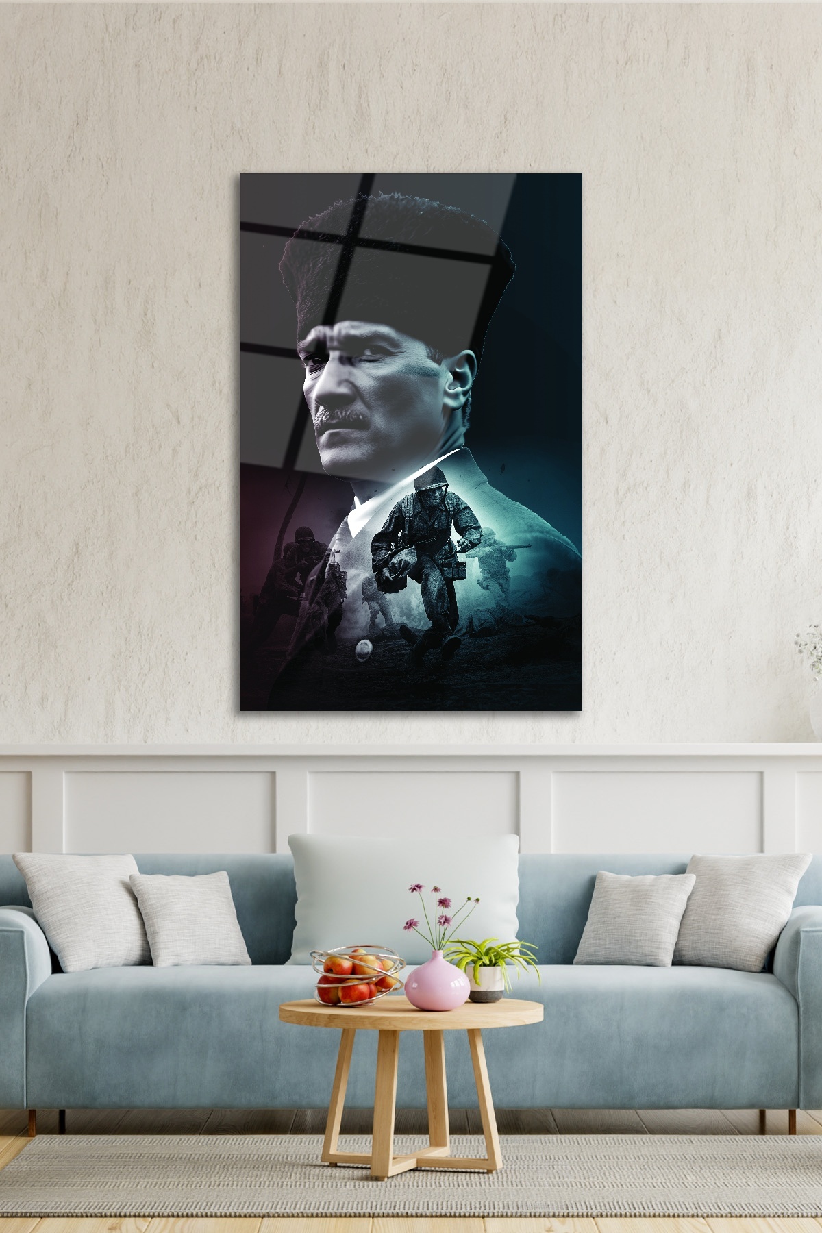 SİYAH BEYAZ ATATÜRK CAM TABLO-2 görsel 4