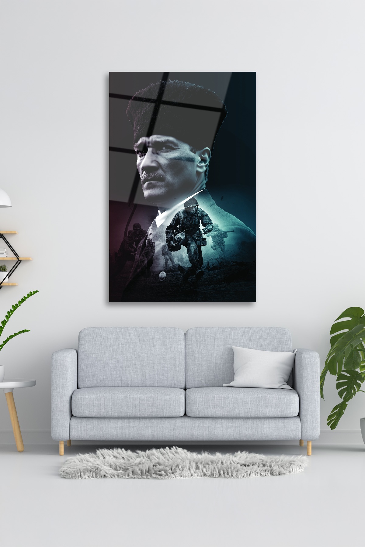 SİYAH BEYAZ ATATÜRK CAM TABLO-2 görsel 3
