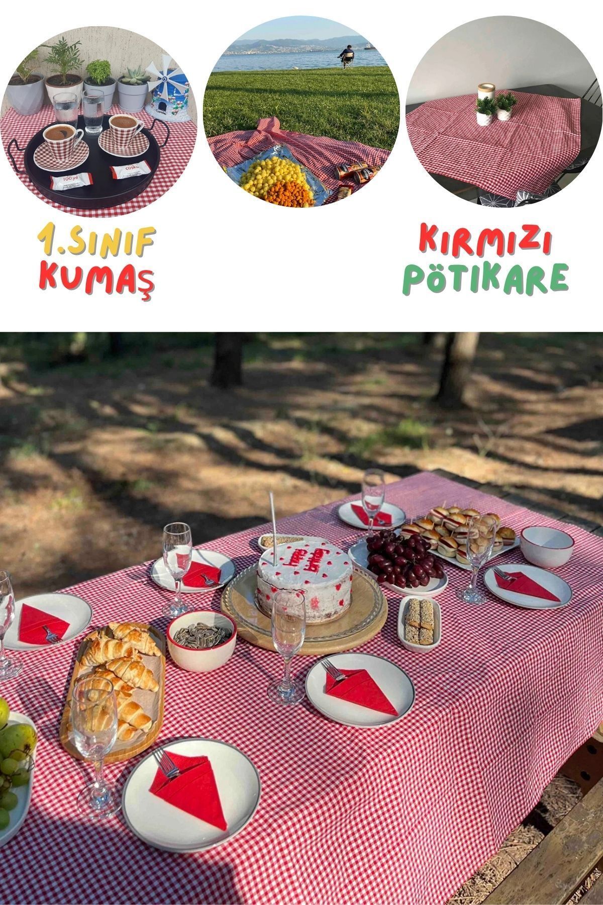Armashine-Table Picnic Cloth, Gingham Pattern Table Cloth, Red Piti Square Cover, Various Sizes Runner 5