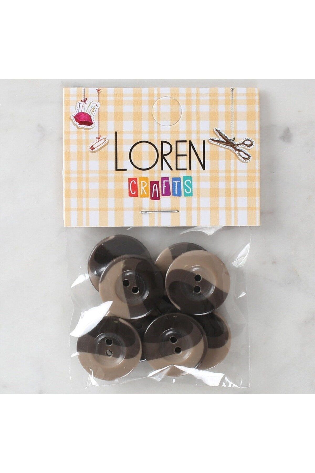 New Things Loren Crafts 8 li Düğme Kahverengi