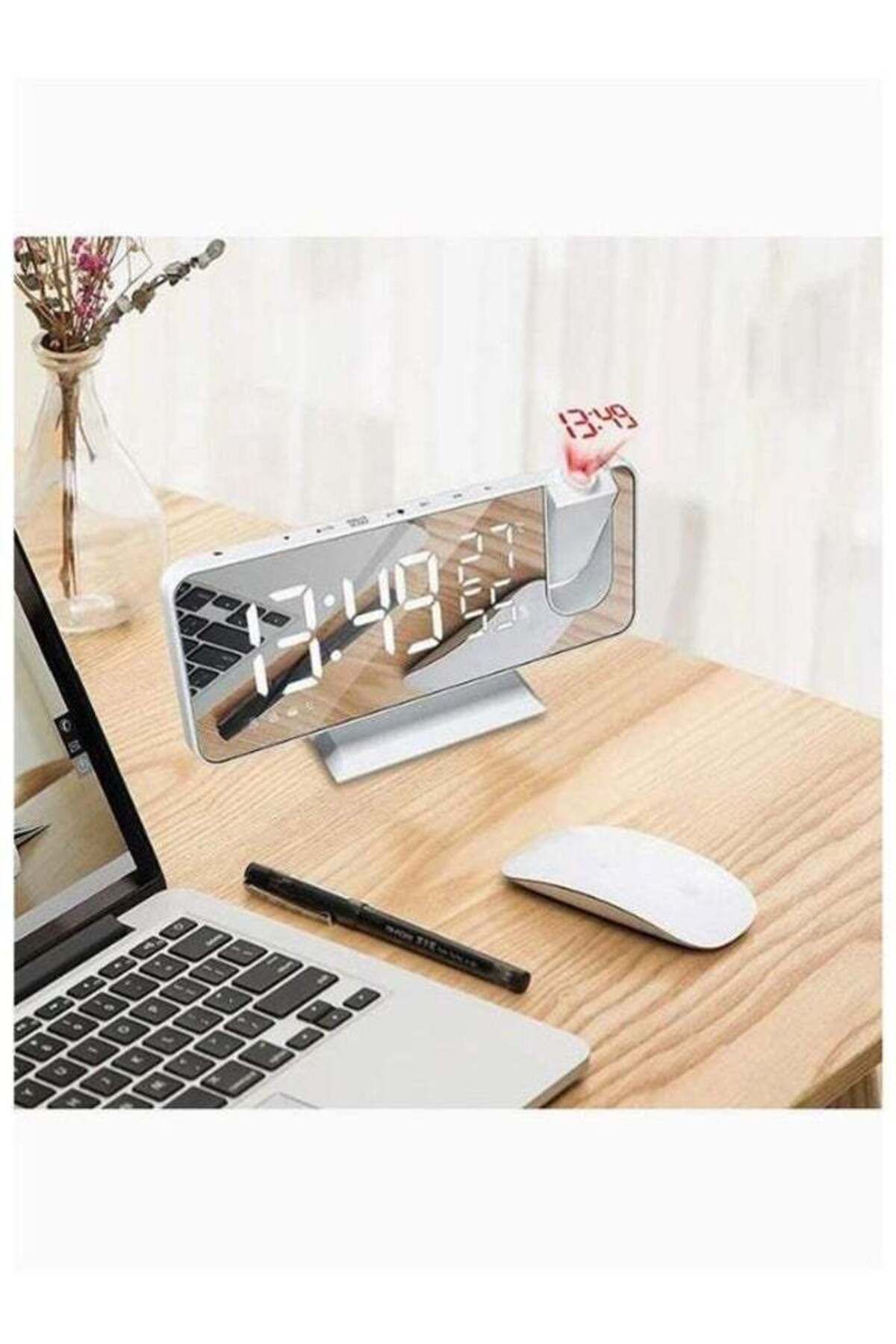 COOYA-Led Mirror Digital Alarm Clock,ajustable Projection & Brightness Control,two Clocks,for Office 1