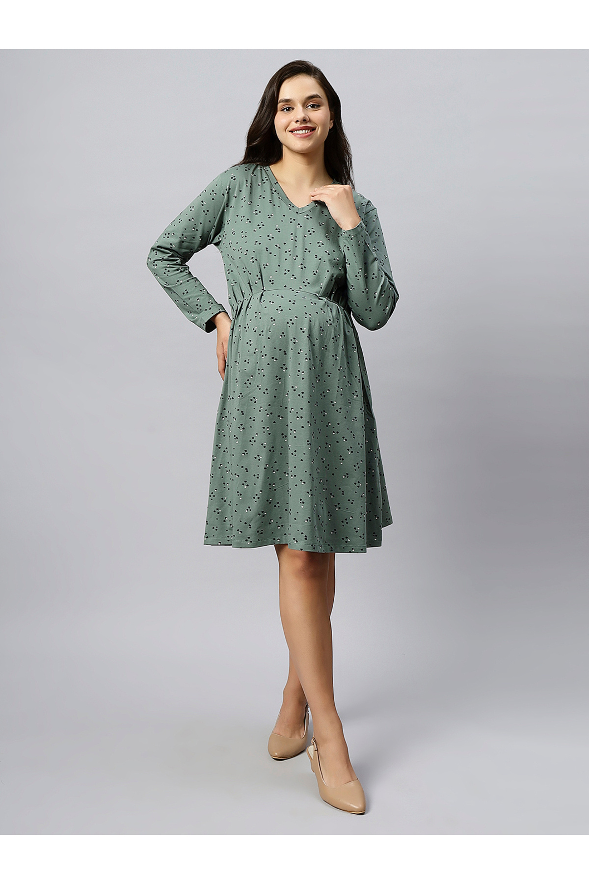 Tummy-organic cotton - flared maternity dress 6