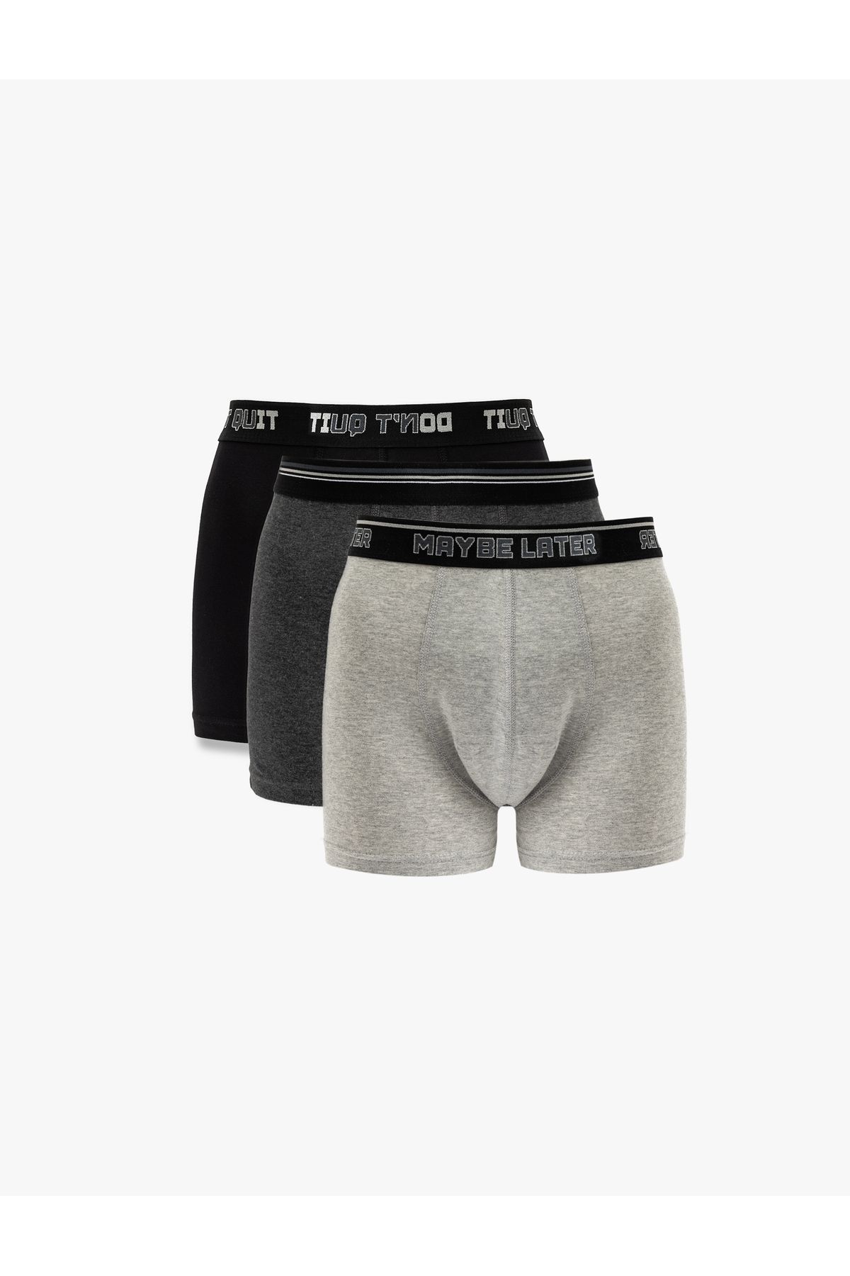 Koton Yeni Sezon Lastik Detaylı Pamuklu 3'lü Boxer Seti