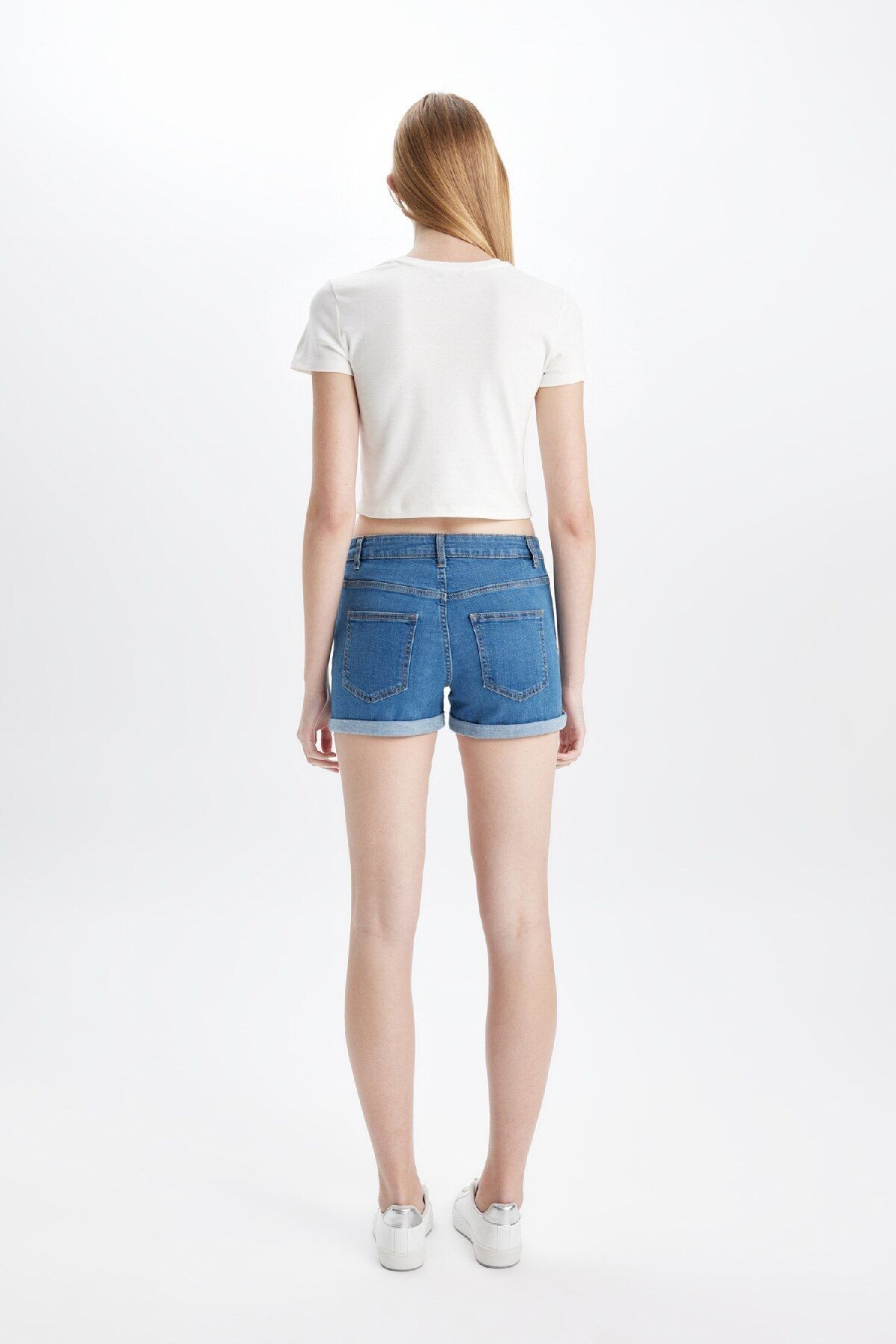 DeFacto-High Waist Umgeschlagenes Bein - Jeans Shorts B9195AX24SM 6