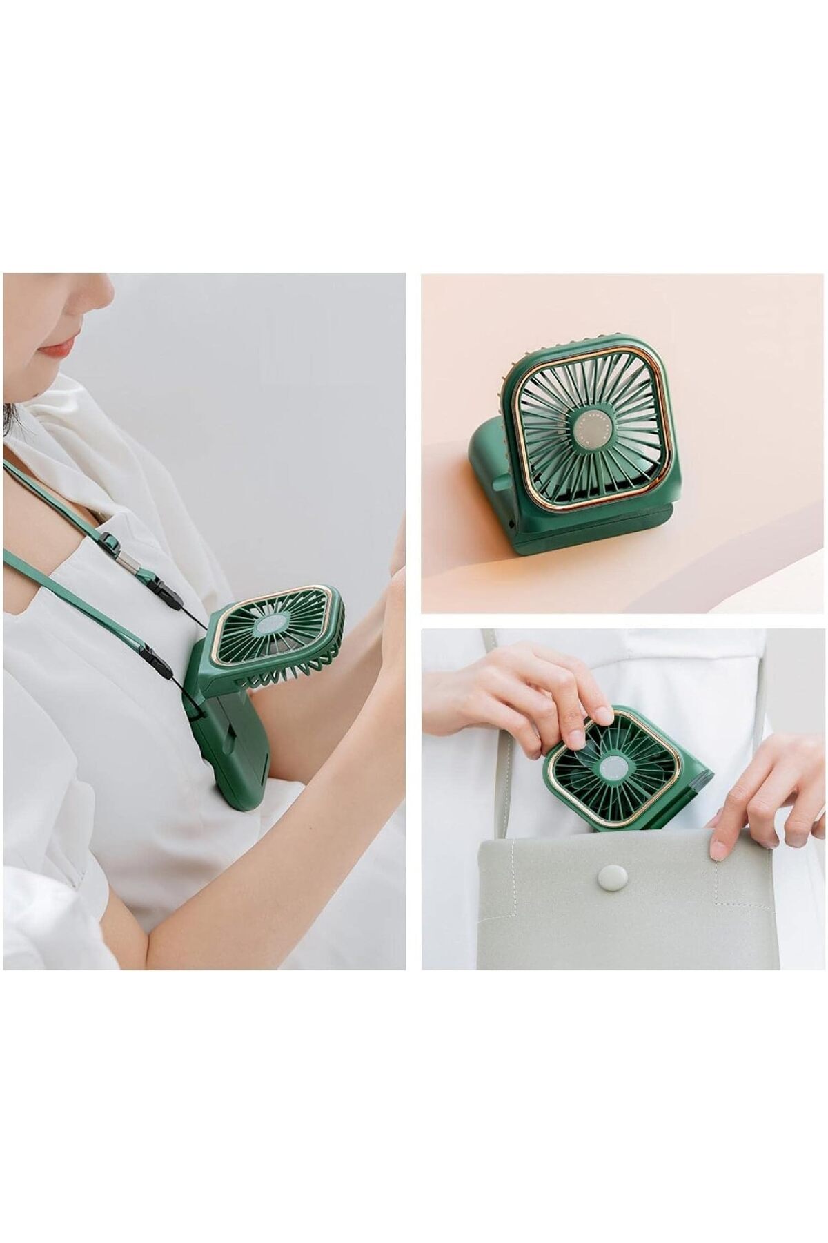 fulina-مروحة صغيرة، قابلة لإعادة الشحن عبر USB، ثلاثة سرعات للرياح، حامل قابل للطي للهاتف المحمول، 3000 مللي أمبير/ساعة 5