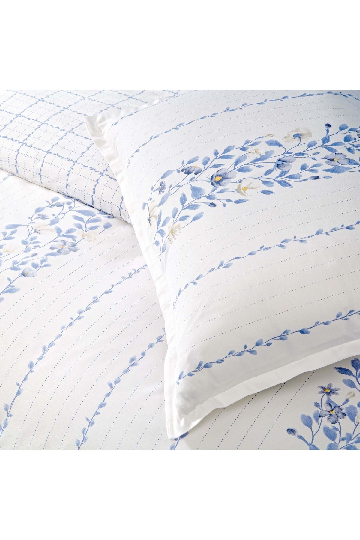 Linens-Set cuvertură dublă din satin de bumbac Allday Pearl Albastru 2