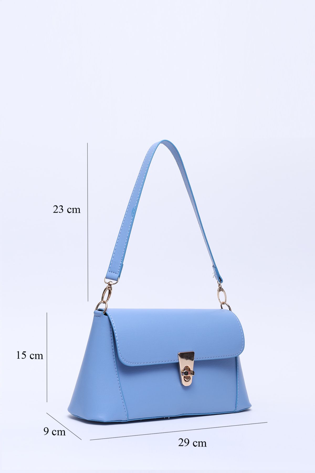 SHAKA-Blue Shk153 Piele artificială Blocare Curea standard cu un singur compartiment Geantă de mână, braț și umăr L:15 E:29 G: 2