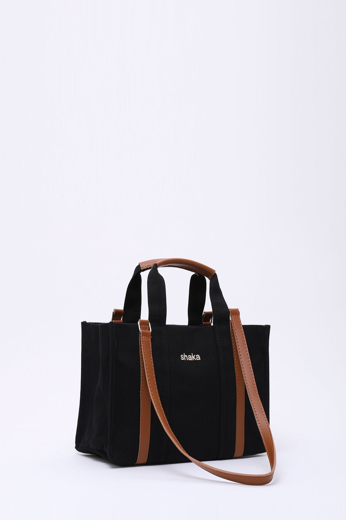 SHAKA-Black Shk170 Canvas, Single Compartment, Inner Pocket, Lined, Hand, Arm and Shoulder Bag with Femuar 3