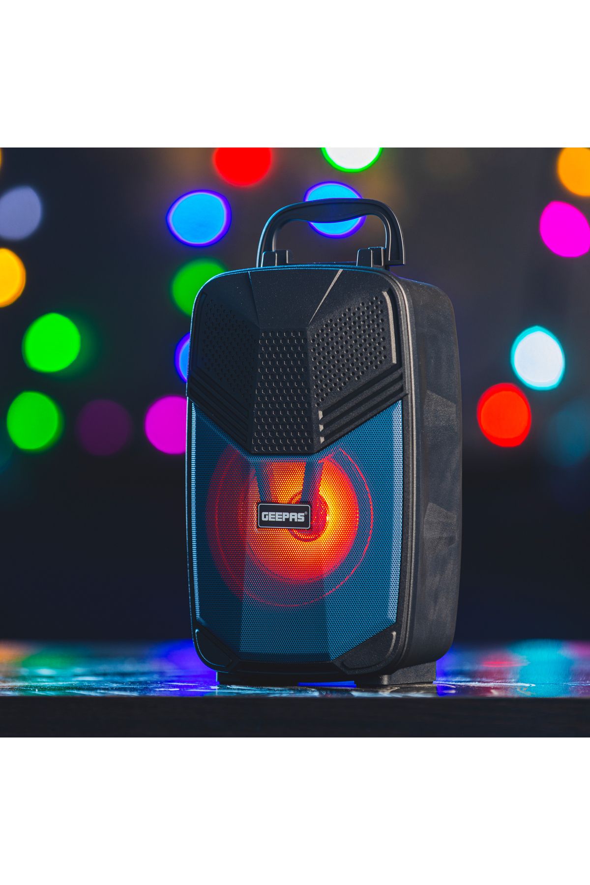 Geepas-Portable Bluetooth Speaker, USB/ TF/ FM/ AUX-IN| Dazzle LED Light |With Microphone | GMS11156 6
