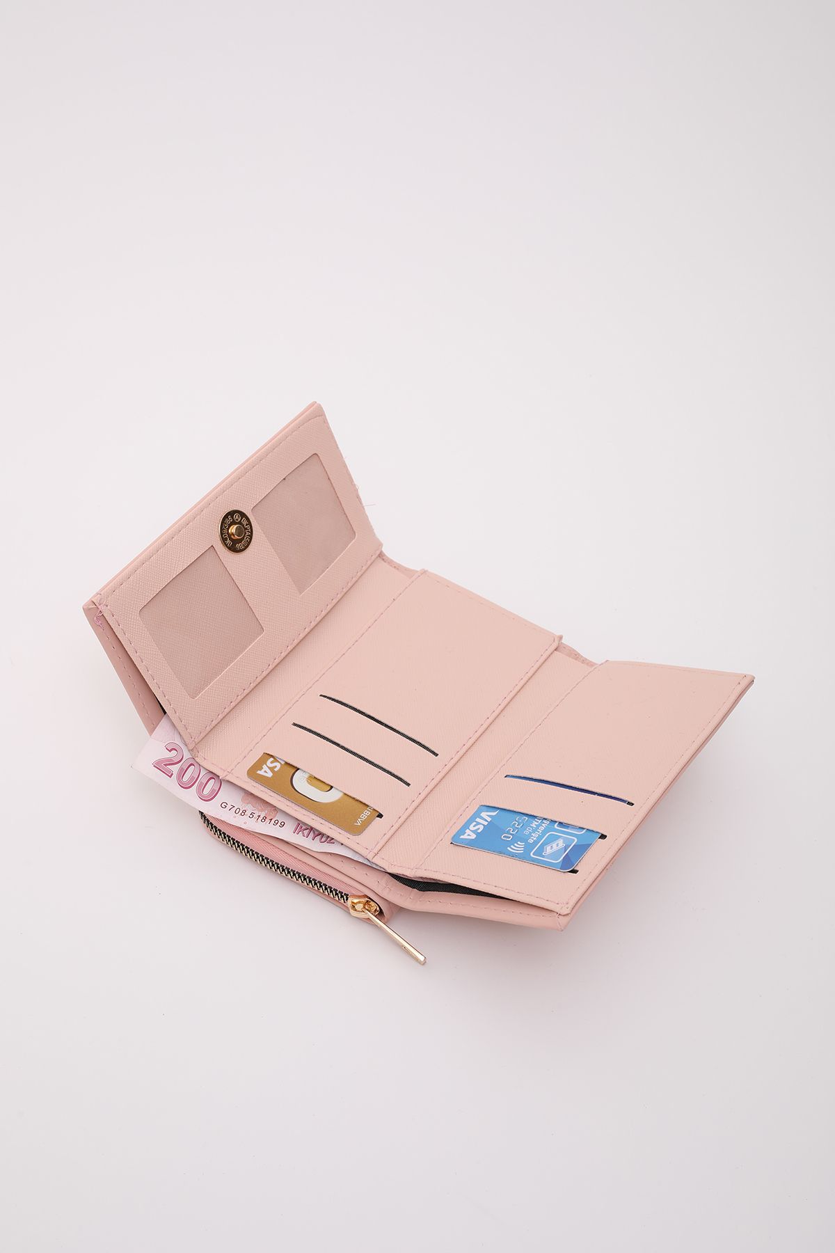 SHAKA-Powder Shk204 Faux Leather 13 Compartments, Card Holder, Paper and Coin Compartment Snap Wallet U:9 E:15 W:4 6