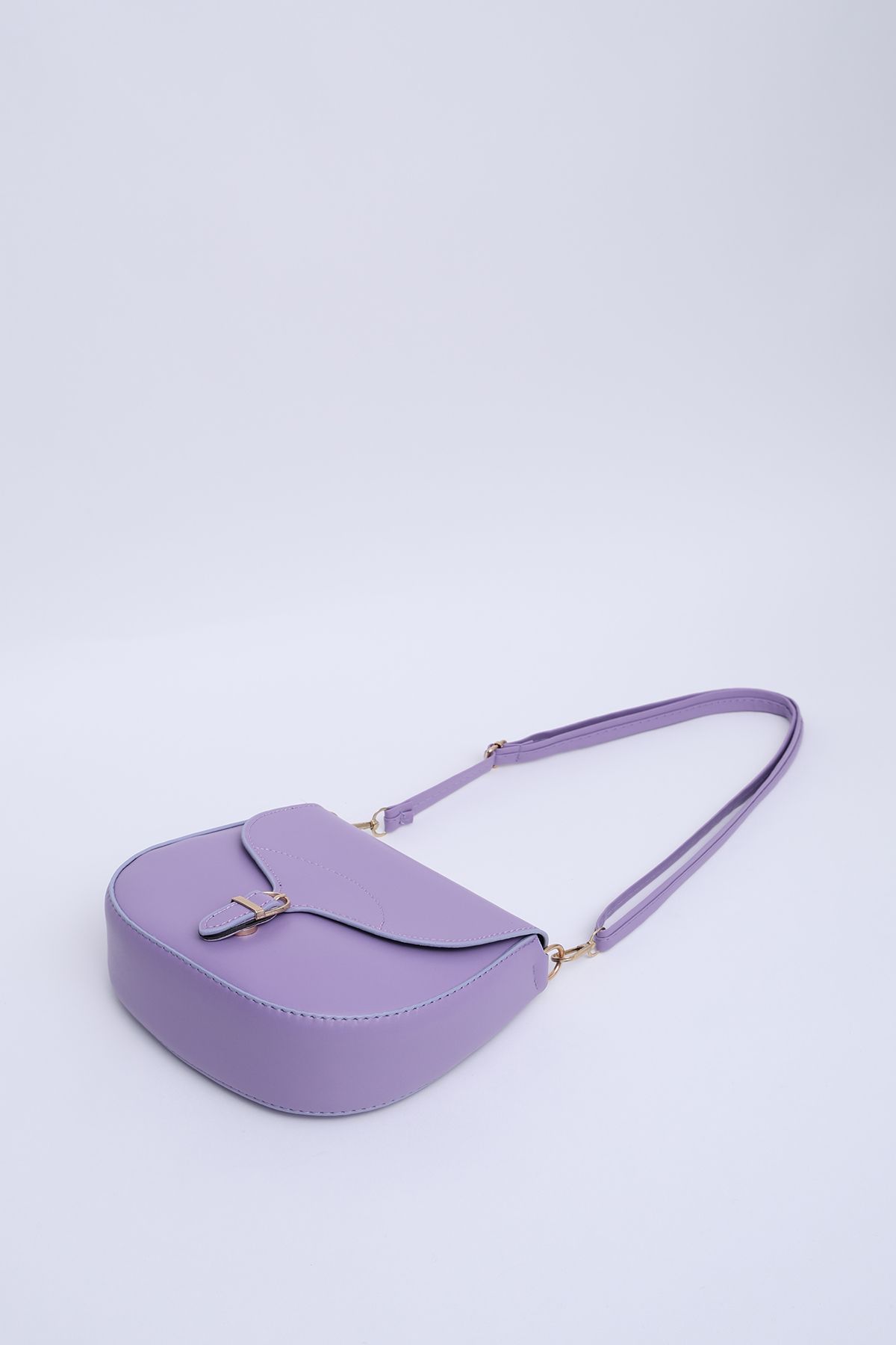 SHAKA-Lilac Shk17 Simple and Stylish Snap Closure Crossbody Shoulder Bag with Adjustable Strap L:16 E:18 W:6 7