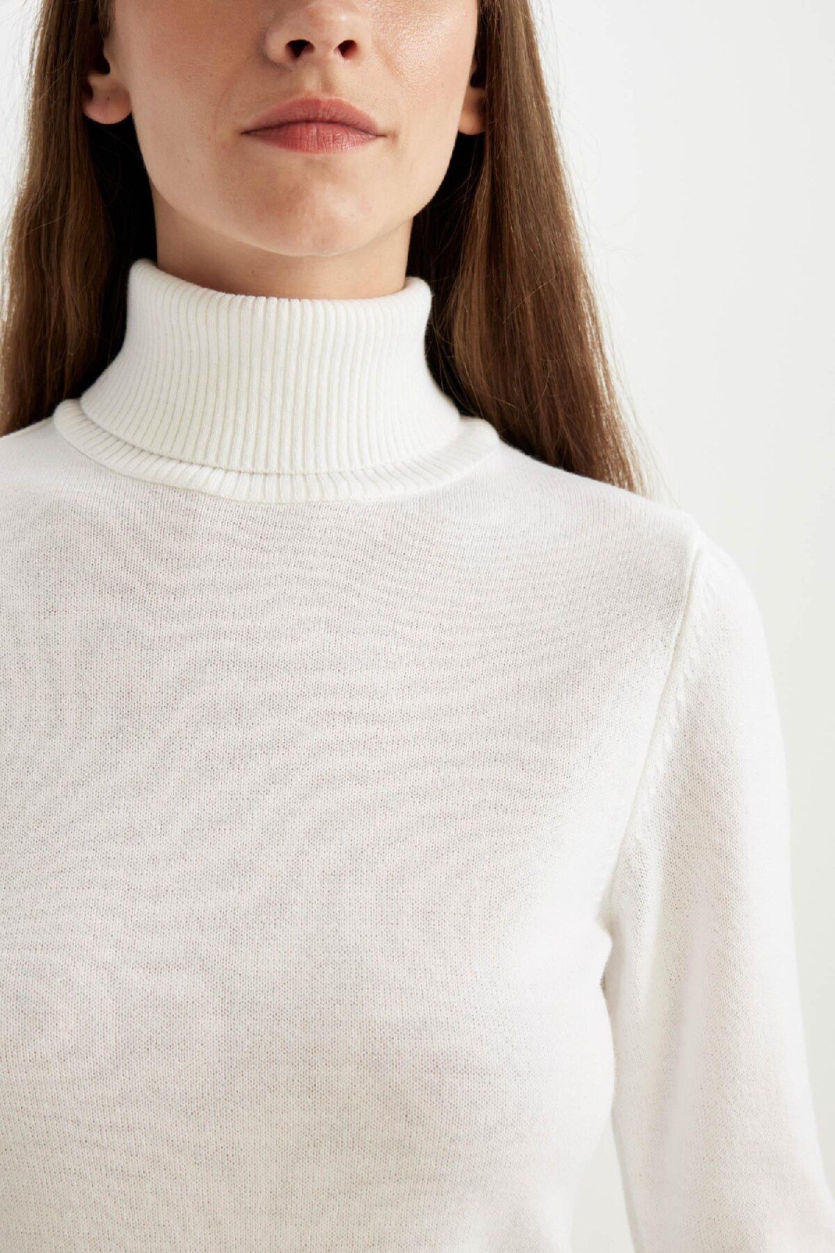 DeFacto-Regular Fit Soft Textured Turtleneck Basic Plain Knitwear Sweater H1651Az24Wn 8