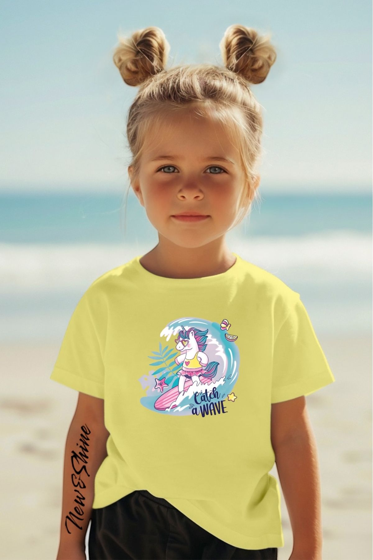 New Shine 1 Tricou Este Un Cadou Pentru Achiziții De 6 Și Mai Sus În Coș - Tricou Pentru Copii Supradimensionat Cu Imprimeu Surfing Unicorn Unisex - 9
