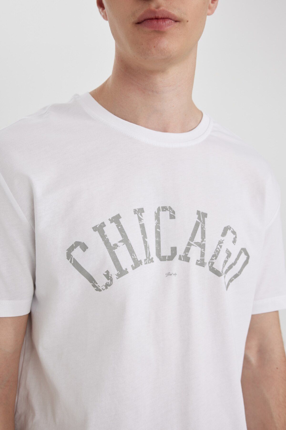 DeFacto-Bedrucktes Kurzarm-T-Shirt mit Rundhalsausschnitt und normaler Passform C2137AX24SM 3