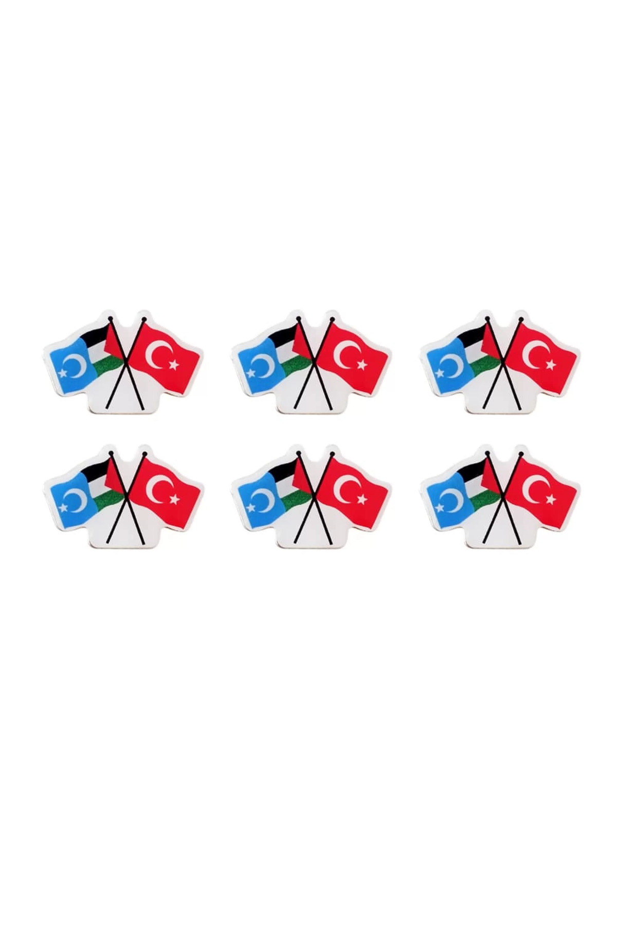 East Turkestan Palestinian and Turkish Flag Flag Collar Badge 1 Pack of 6