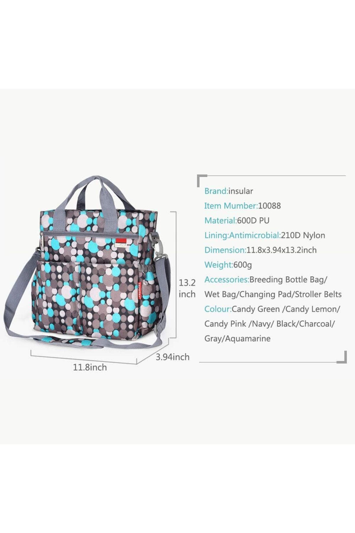 Yelajoy-Baby Diaper Bag, Handbag Large Capacity, Mummy Nappy Nursing Bag, Travel for Baby Care, Navy 2