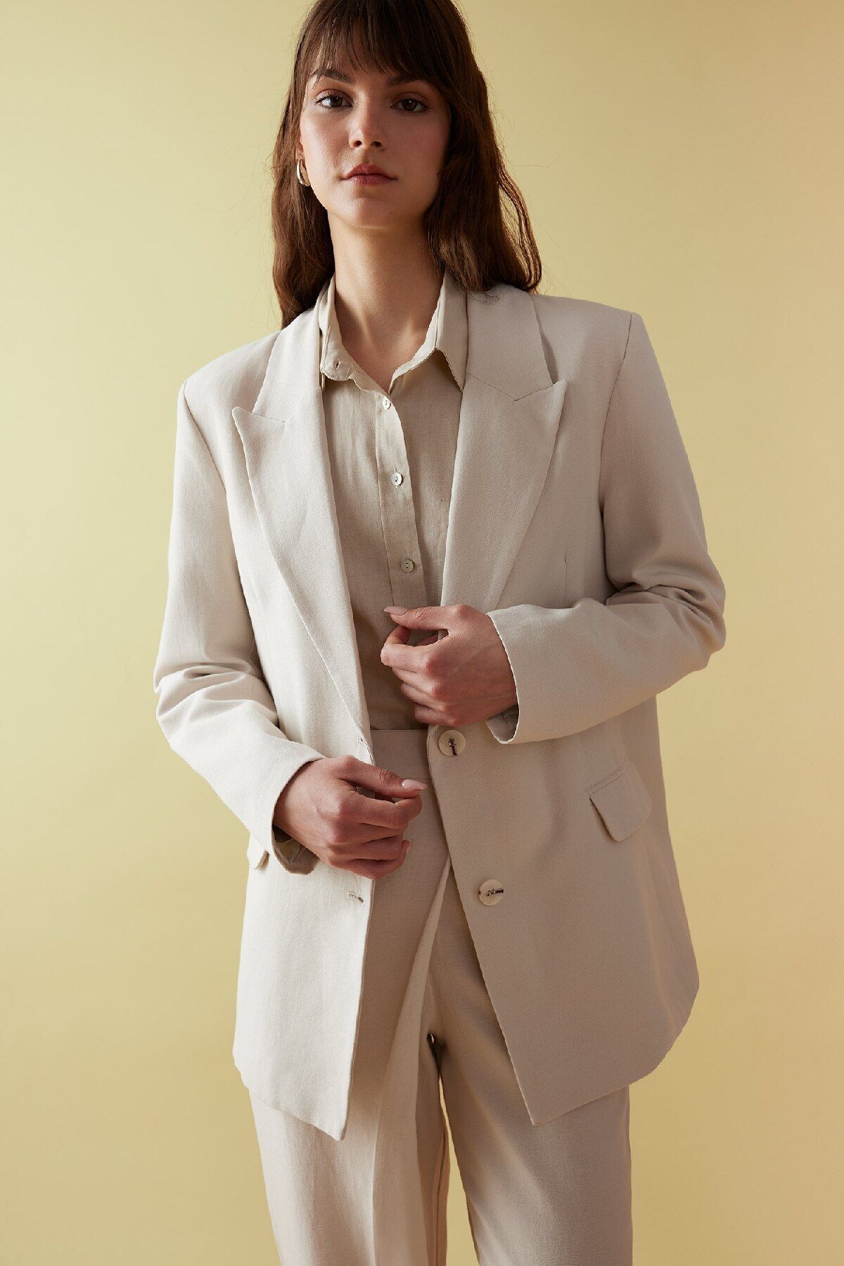 DeFacto-Blazerjacke mit Relax-Fit-Kragen aus Leinenmischung C4342AX24SP 3