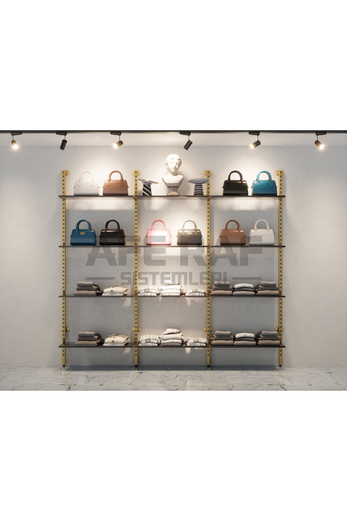 Store Shelf System, Hanger System, Boutique Shelf, Store Stand, Dressing Room-285 *250