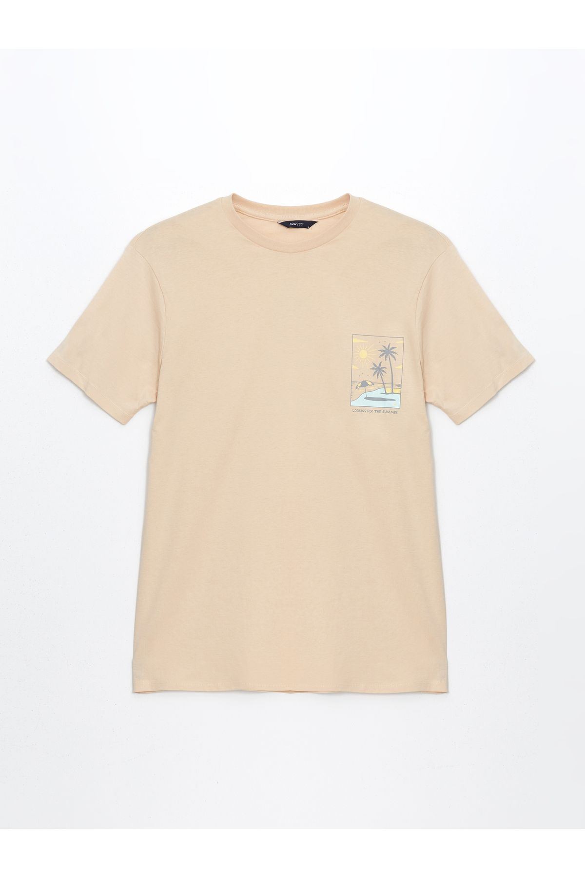 LC Waikiki Męski T-shirt Z Czesanej Bawełny Z Krótkim Rękawem I Nadrukiem Mężczyzna - M