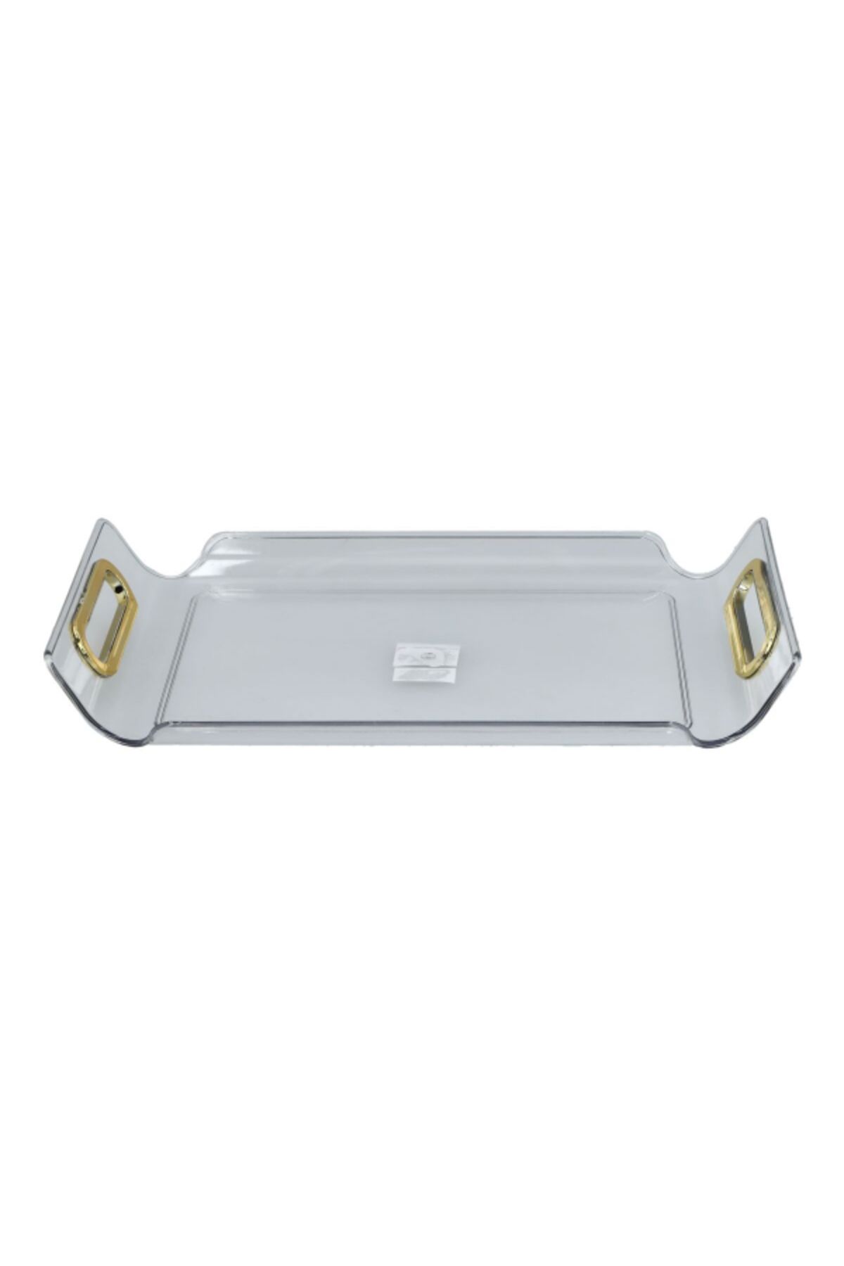 Felli-Rectangular Raised Edge Serving Tray with Handle Clear and Gold X-Large Y1K150050-CL 1