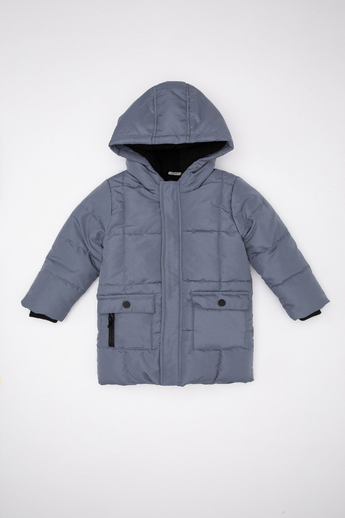 DeFacto-Wasserabweisender Fleece-Mantel mit gerippten Ärmeln und Kapuze für Babys – C5324a524cw 1