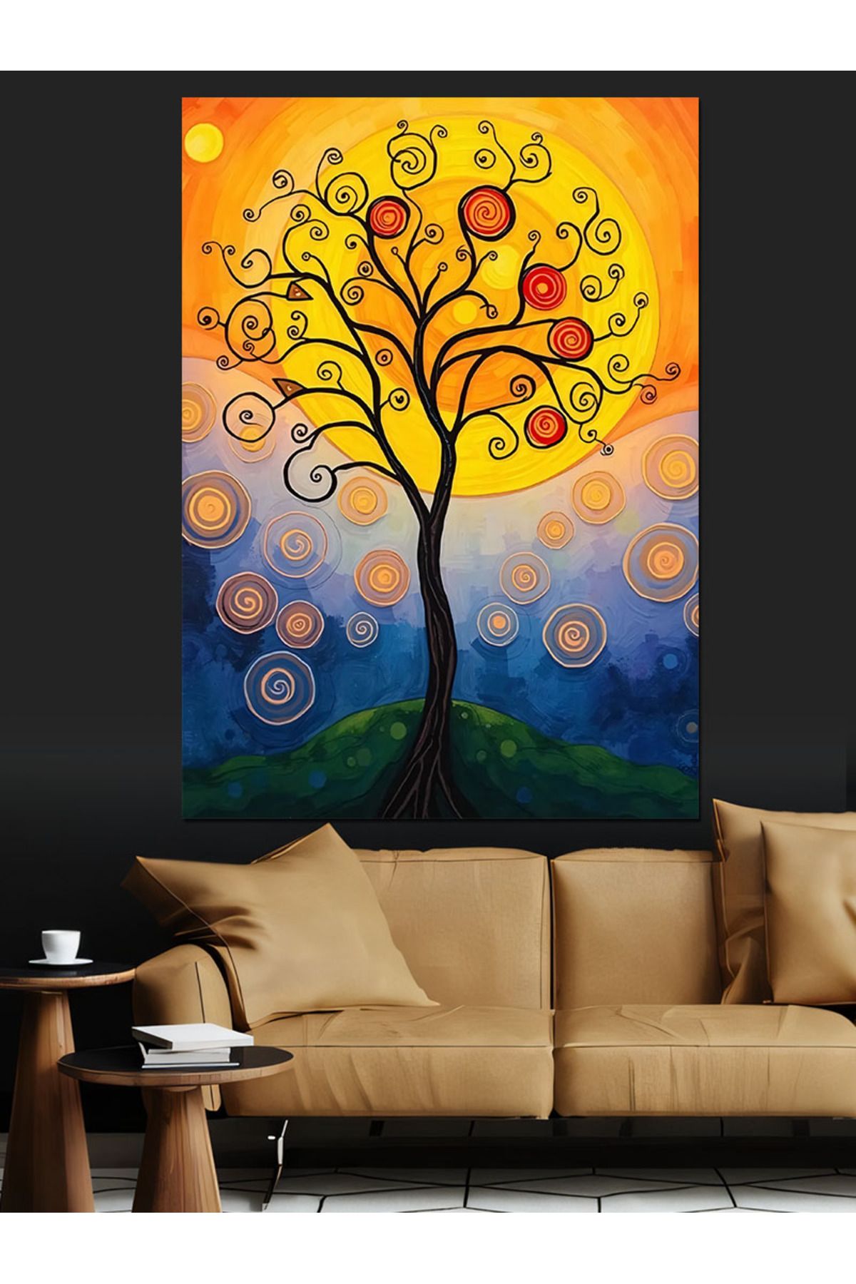 Tablomega-Circle of Life Tree Decorative Canvas - Mdf Wooden Table 4