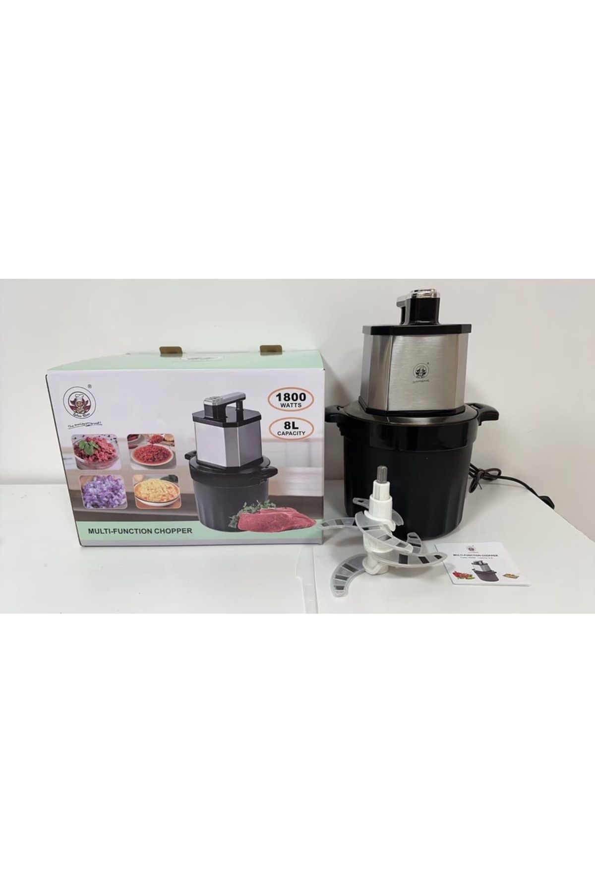Lotus rose-1800W multi-CHOPPER with 8L stainless steel bowl, multi-CHOPPER with 3-Speed Levels 2