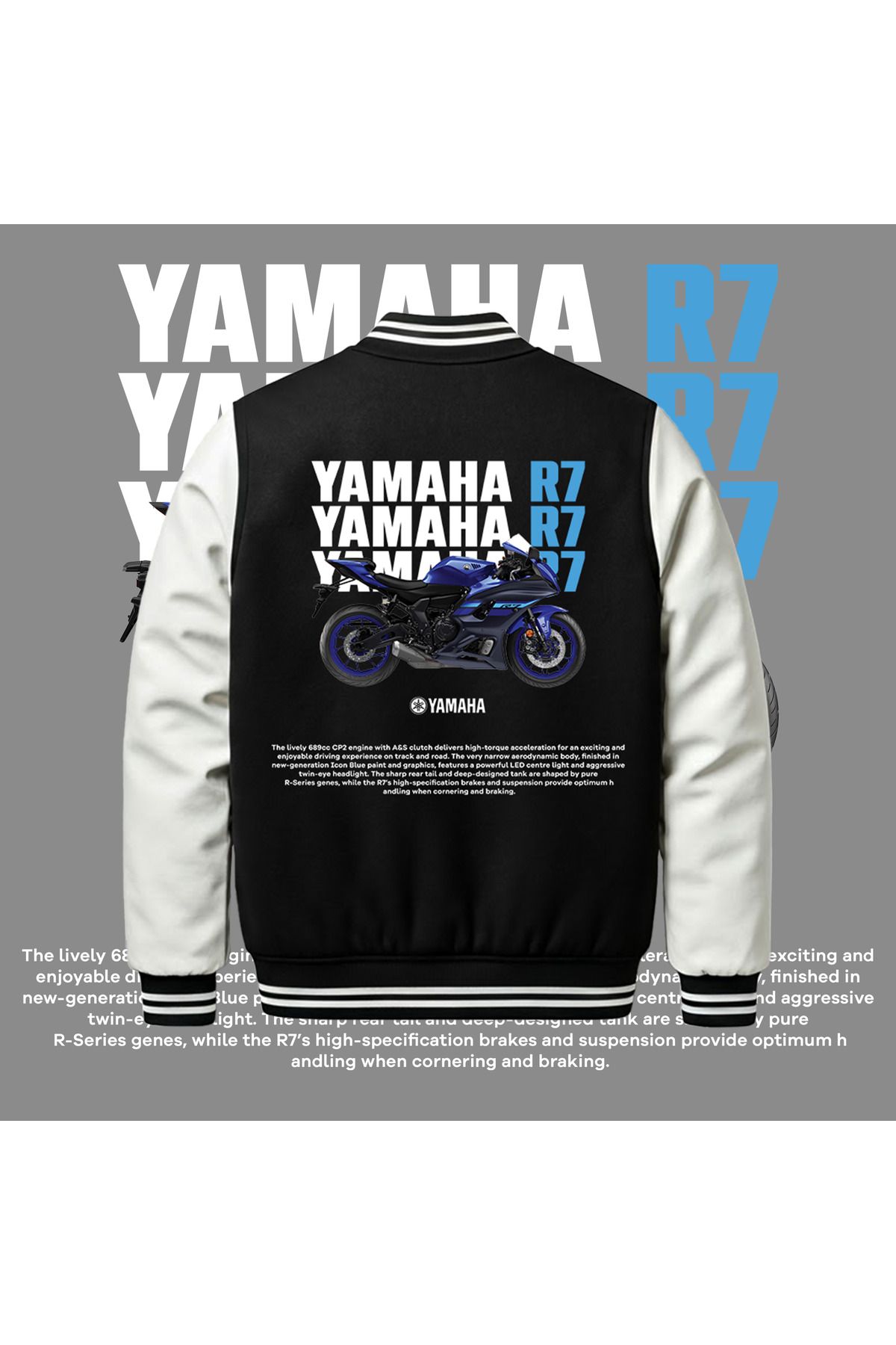Edizen Jachetă Bomber College Premium Yamaha R7 Unisex Oversize 100% Bumbac Masculin - XS