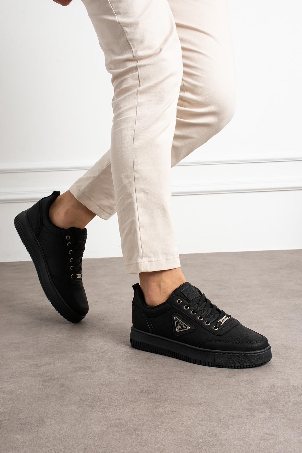 L.A Polo  Kalın Taban Siyah Erkek Snekaer - Görsel 4