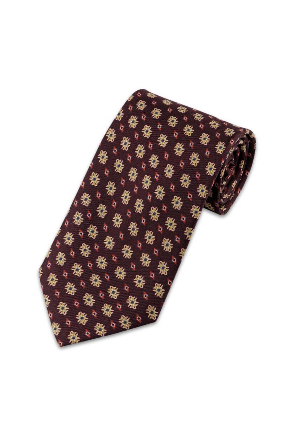 Bursa İpek-Brown Patterned Silk Tie Set 2