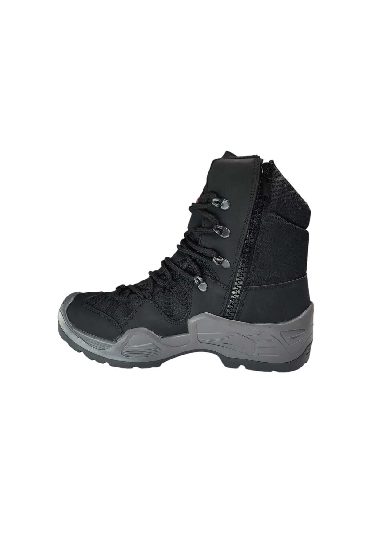 LIGHTINGHM  Siyah Askeri Kamp Taktikal Fermuarlı Outdoor Suni Deri Taktik Kışlık Bot - Görsel 5
