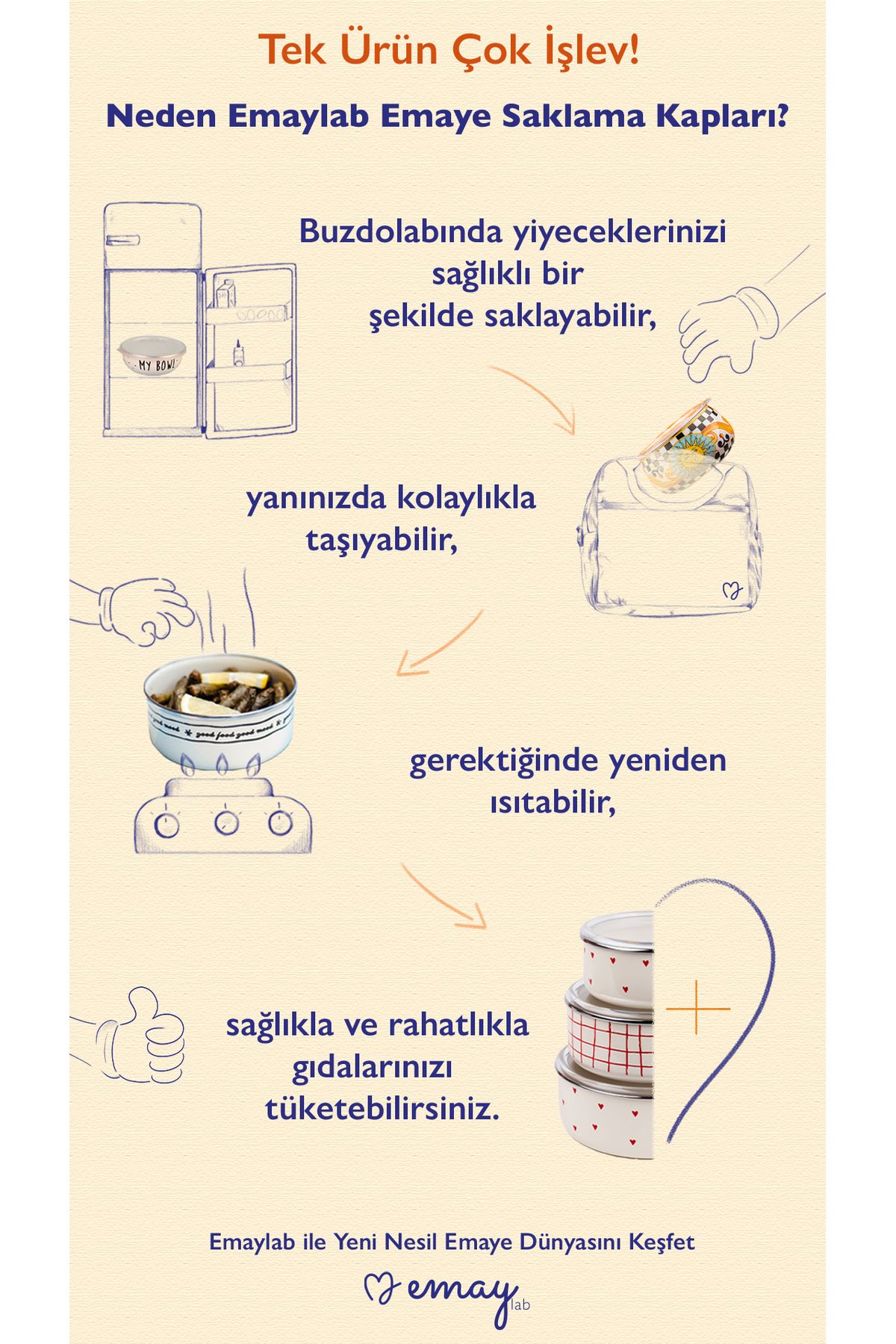 EMAYlab-Star Enamel Storage Container (Can Be Used in Cookers) 5