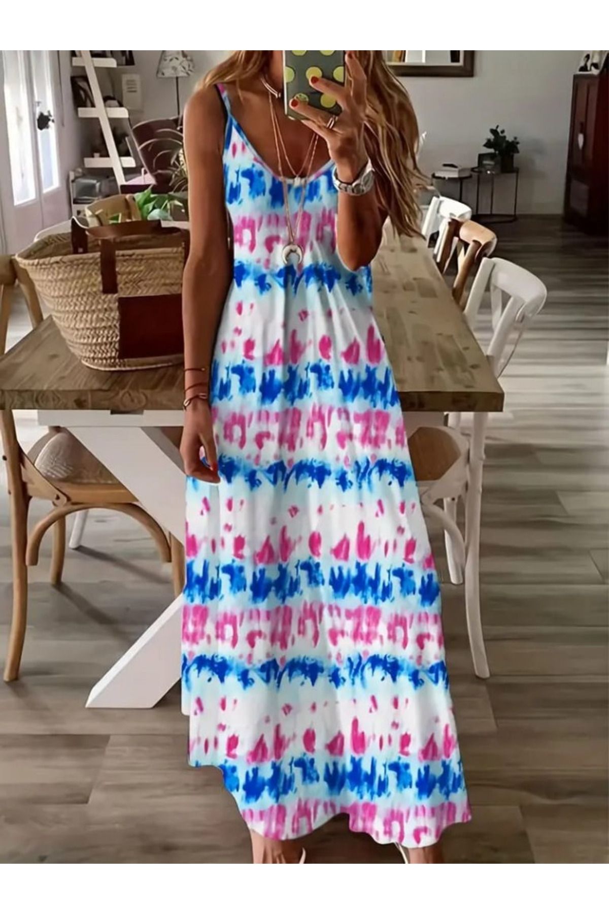 velmorafashion Kadın Askılı Tam Boy Süprem Elbise