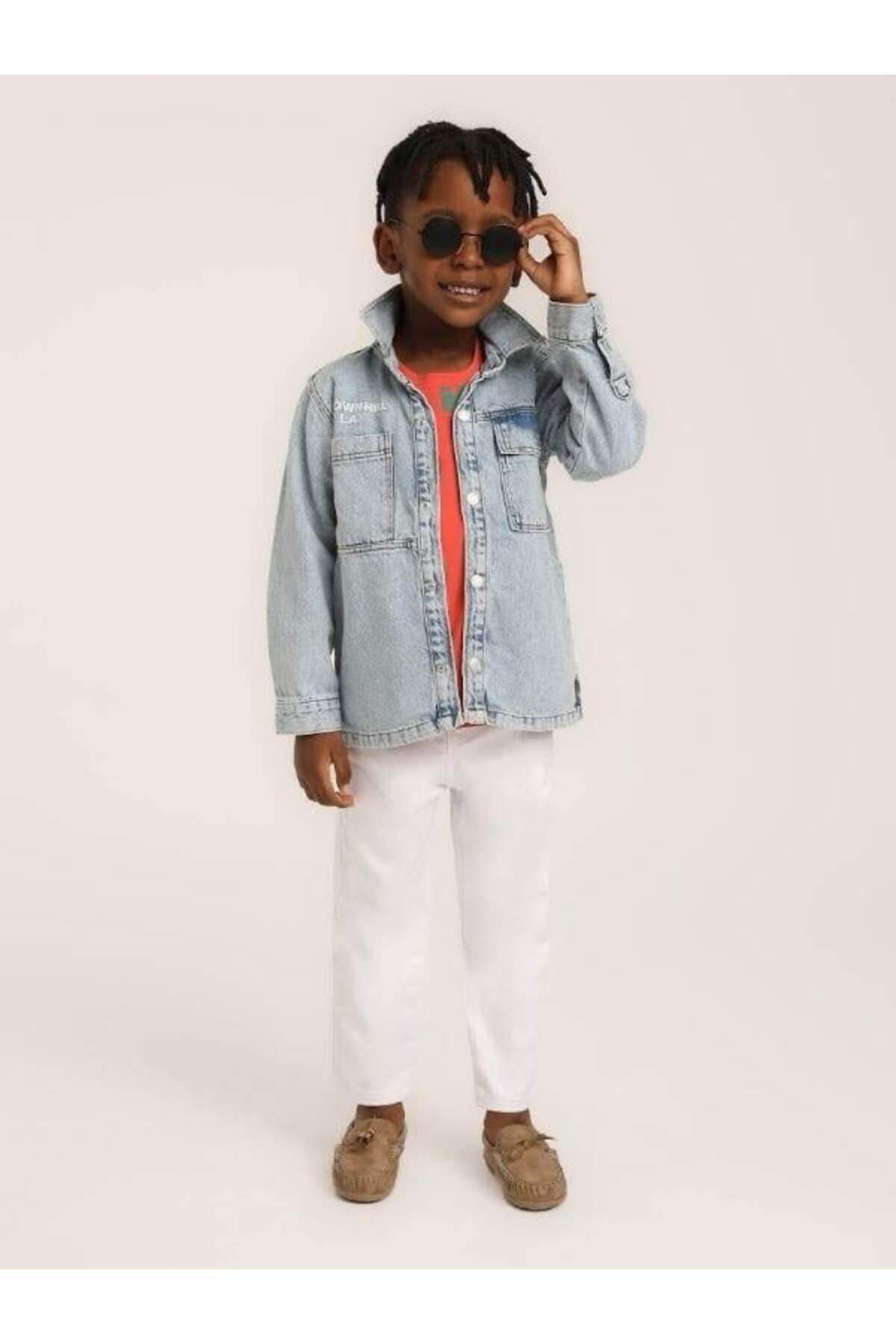 Zekids-Boy's Downhill Written Denim Jacket 1