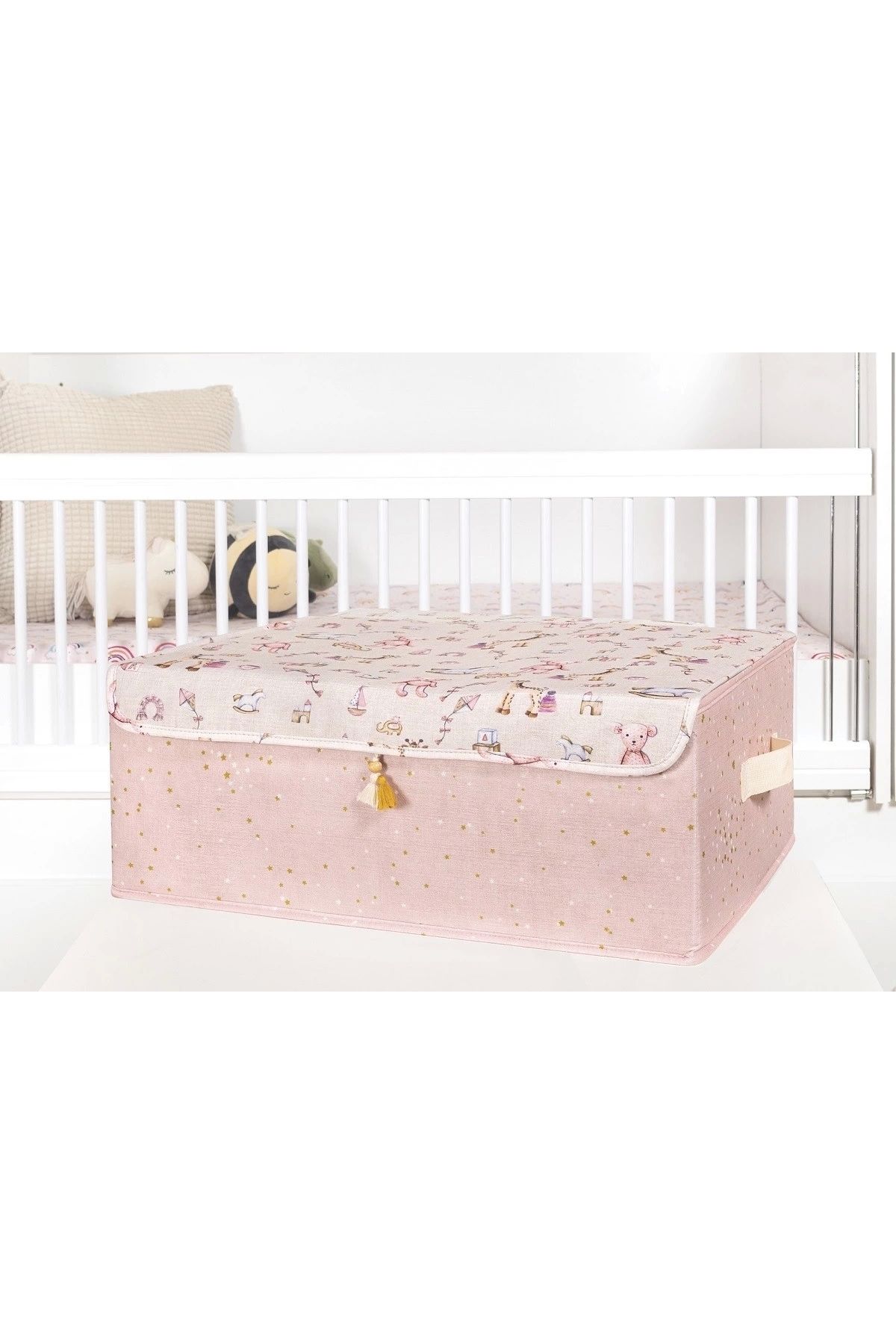 Nemere Baby Püsküllü Kapaklı Kutu Düzenleyici Çok Amaçlı Organizer Kutu Baza Boy (pembe) -04249