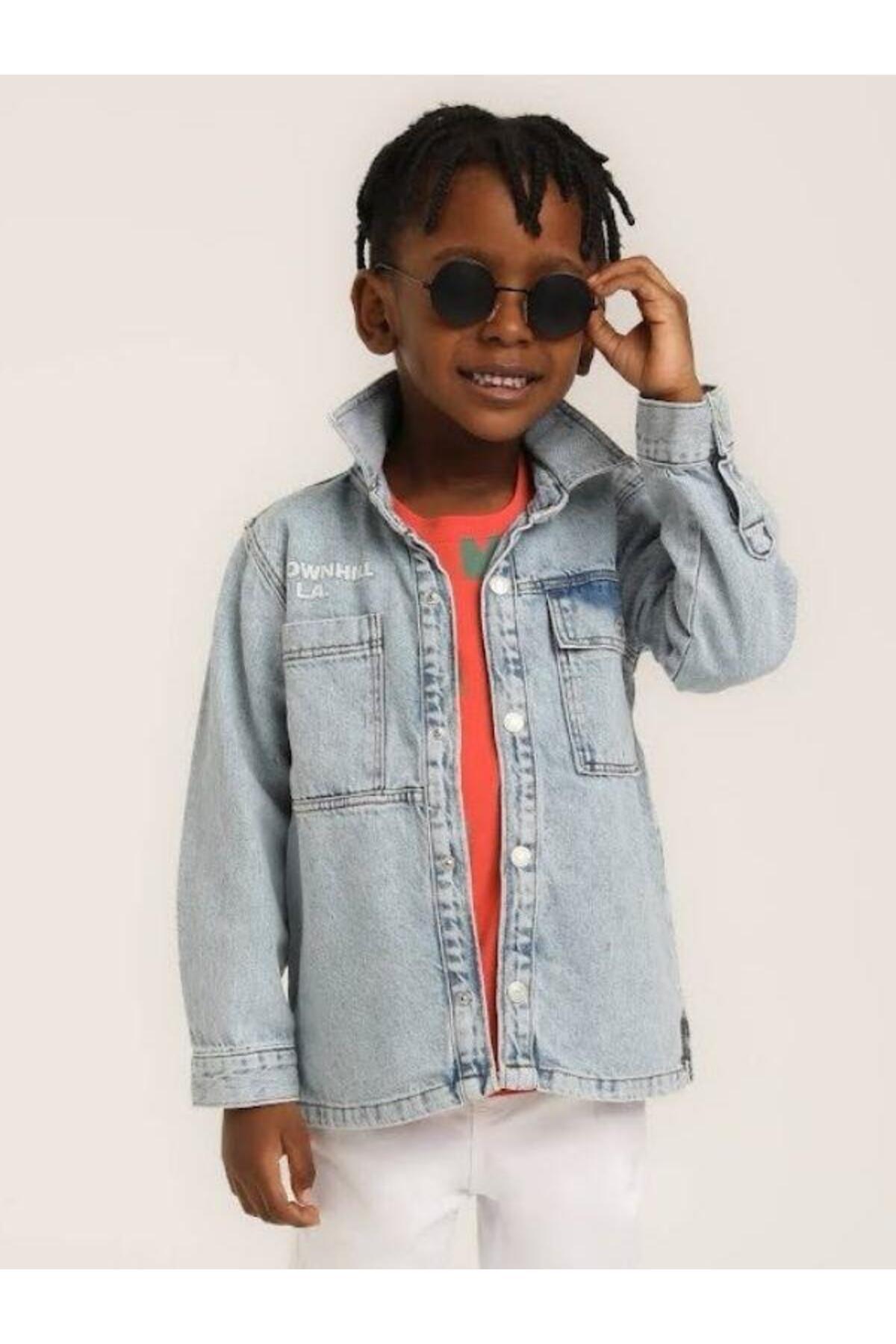 Zekids-Boy's Downhill Written Denim Jacket 5