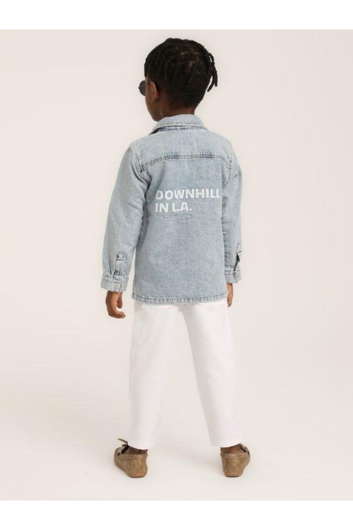 Zekids-Boy's Downhill Written Denim Jacket 4