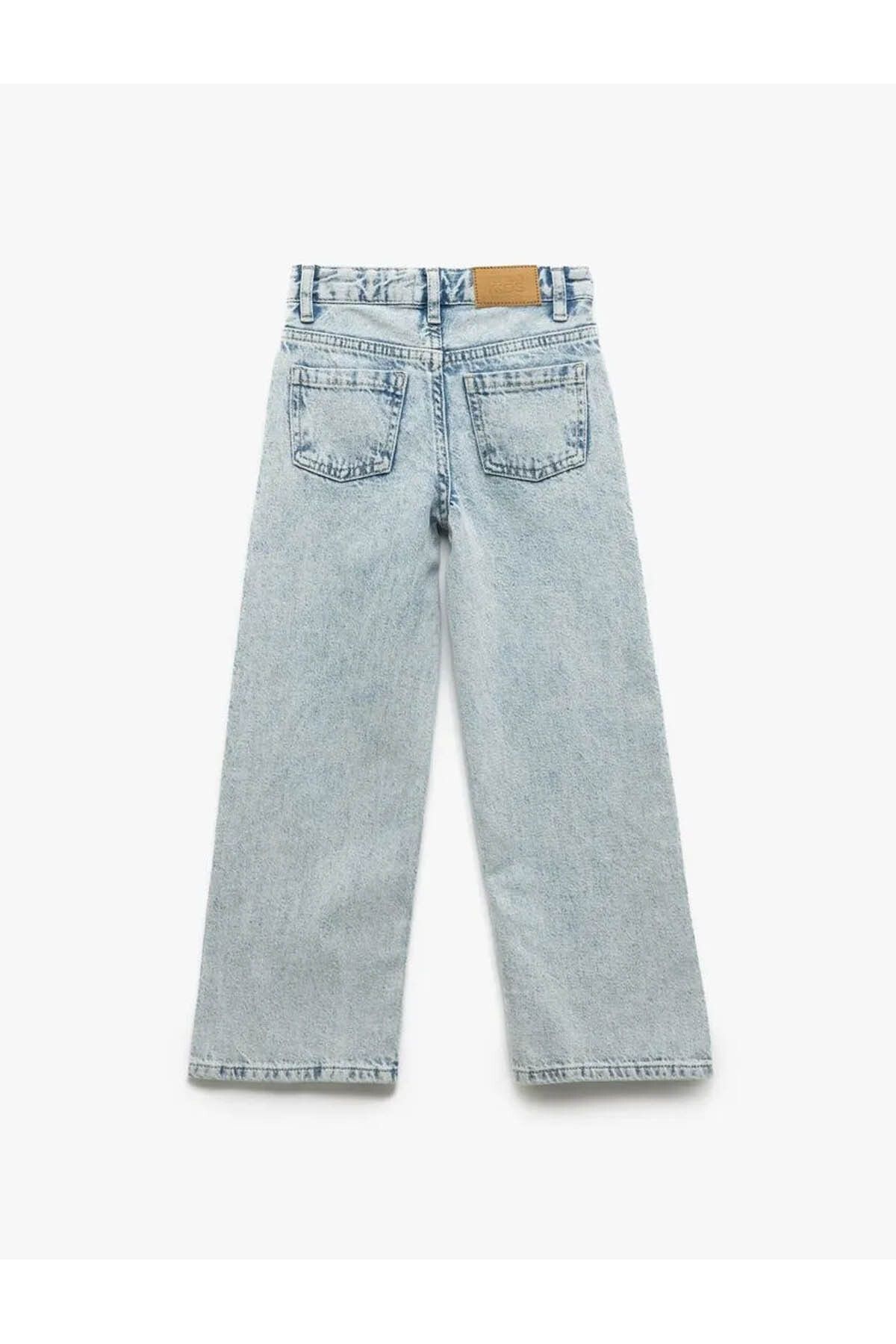 Koton-Pantaloni largi din denim cu buzunare din bumbac 3