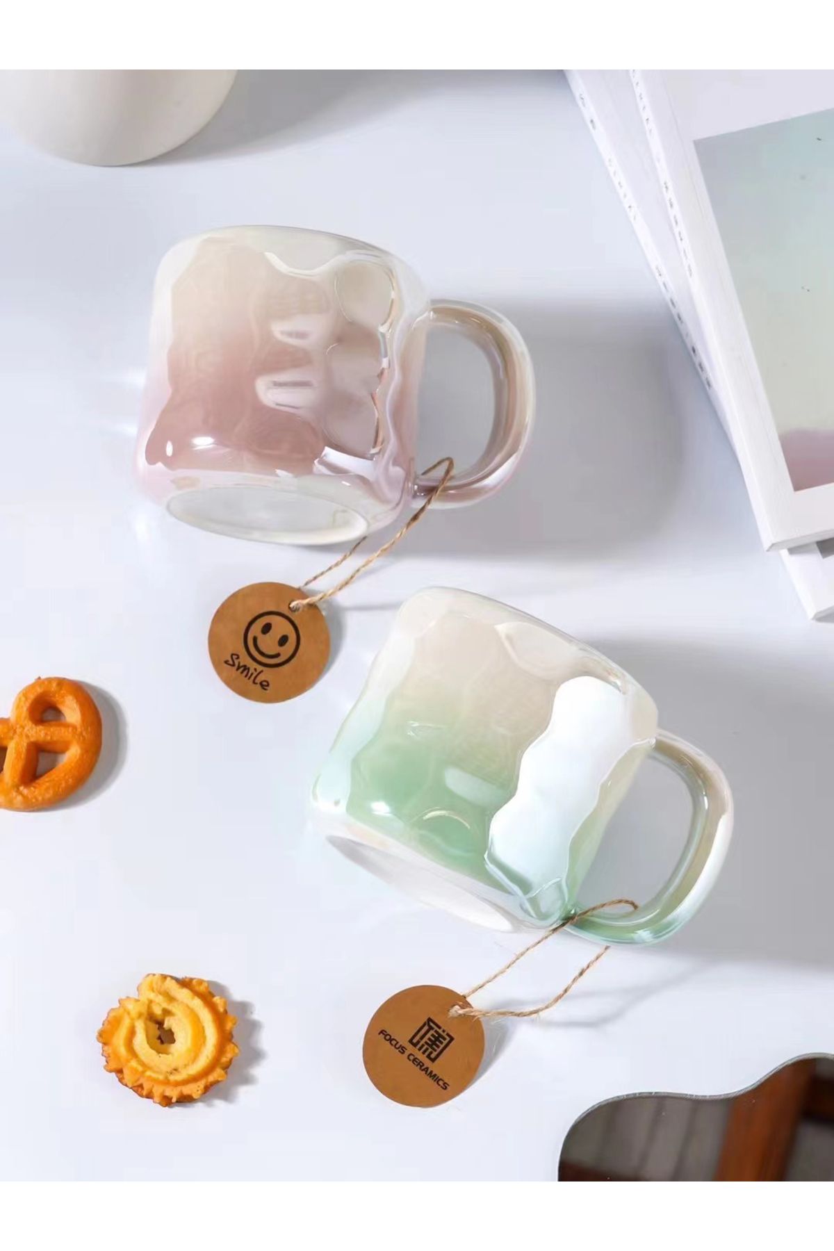 MUKKO HOME-400 ml Elegant Glossy Porcelain Mug Pearlescent Stylish Design, Daily Use and Special Gift Option 2