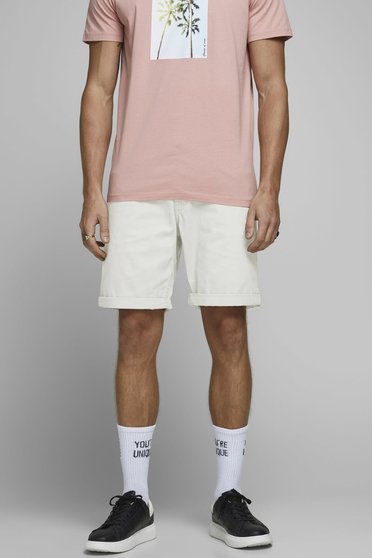 Stylish Looking Short Capri Pants with Men's Brand Logo Ecru Capri12165892-4383449