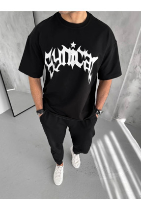 medi pazarlama Erkek Tişört Bisiklet Yaka Baskılı Oversize Kısa kol T-Shirt -...