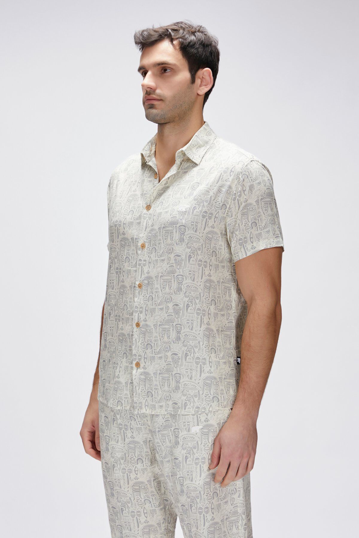 Bad Bear-Merle White Short Sleeve Printed Men's Shirt 3
